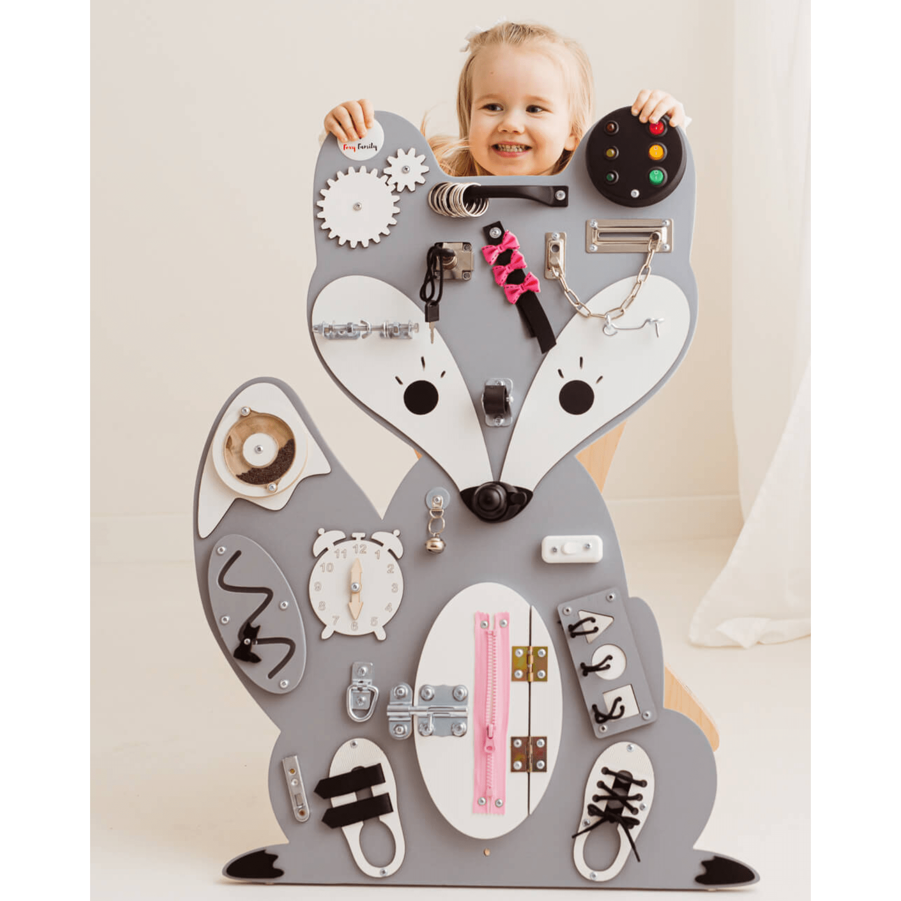 Busy Board - Activity Board - Füchsin Grau "Leonie" - LeoBabys