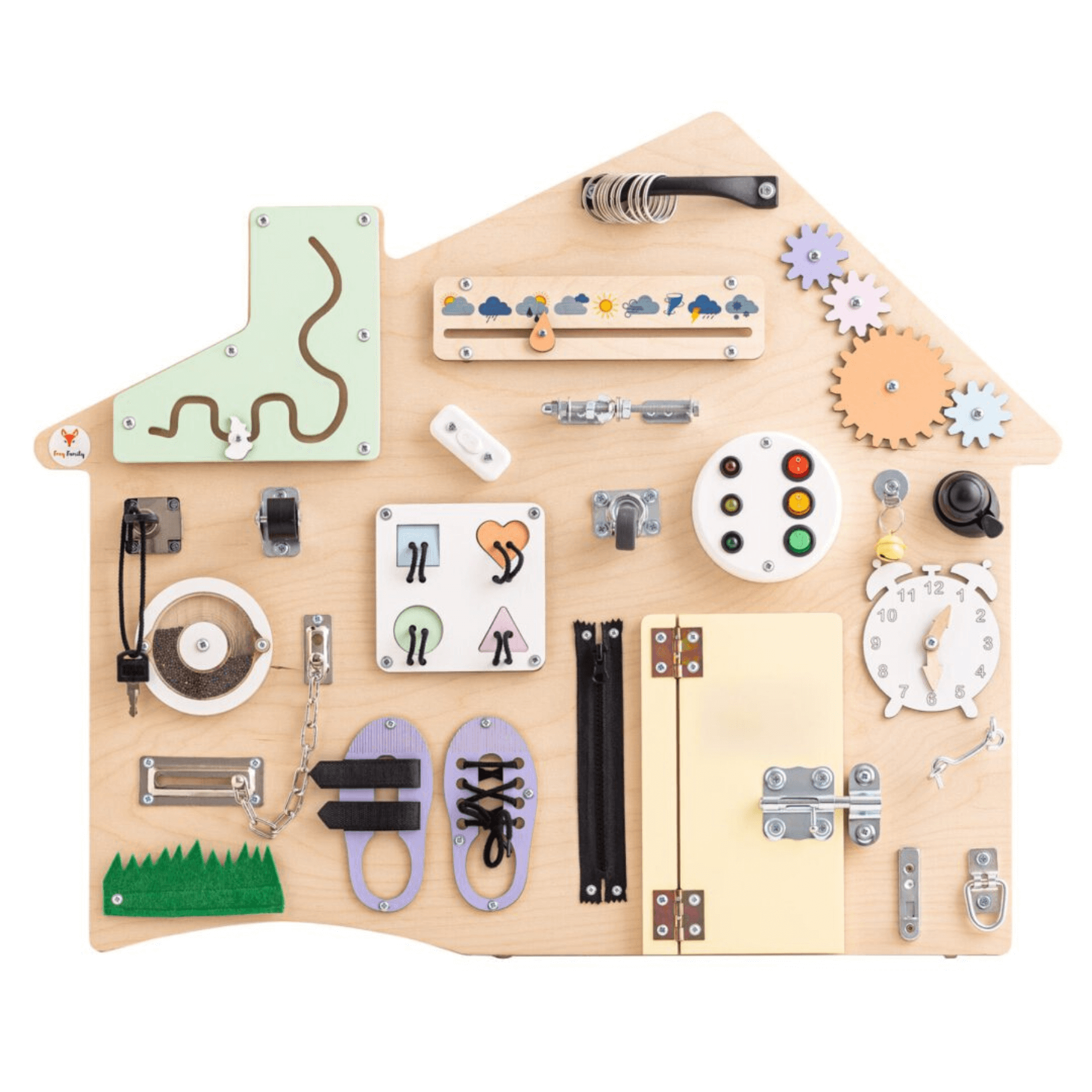 Busy Board XL „Haus PASTEL“ – Montessori Wandtafel