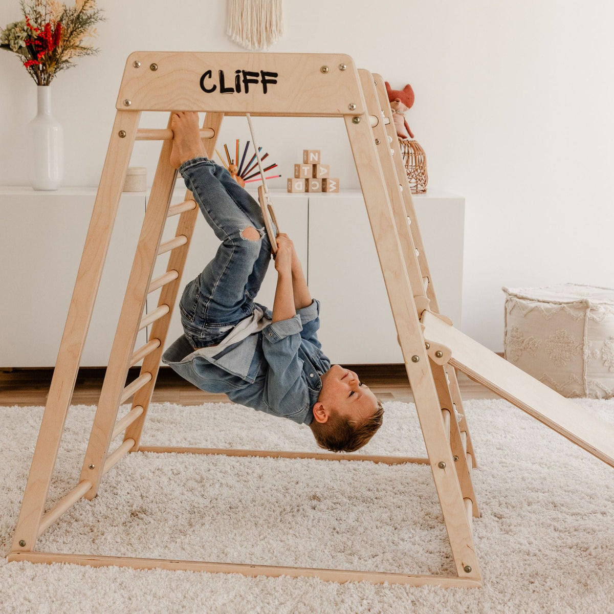 Zubehör CLIFF Turnringe aus Holz für Kinder, mit verstellbaren Seilen