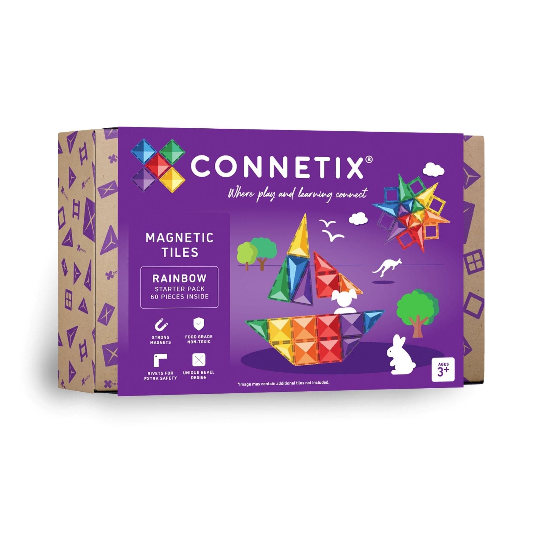 Connetix Rainbow Starter Pack — 60 Magnetbausteine