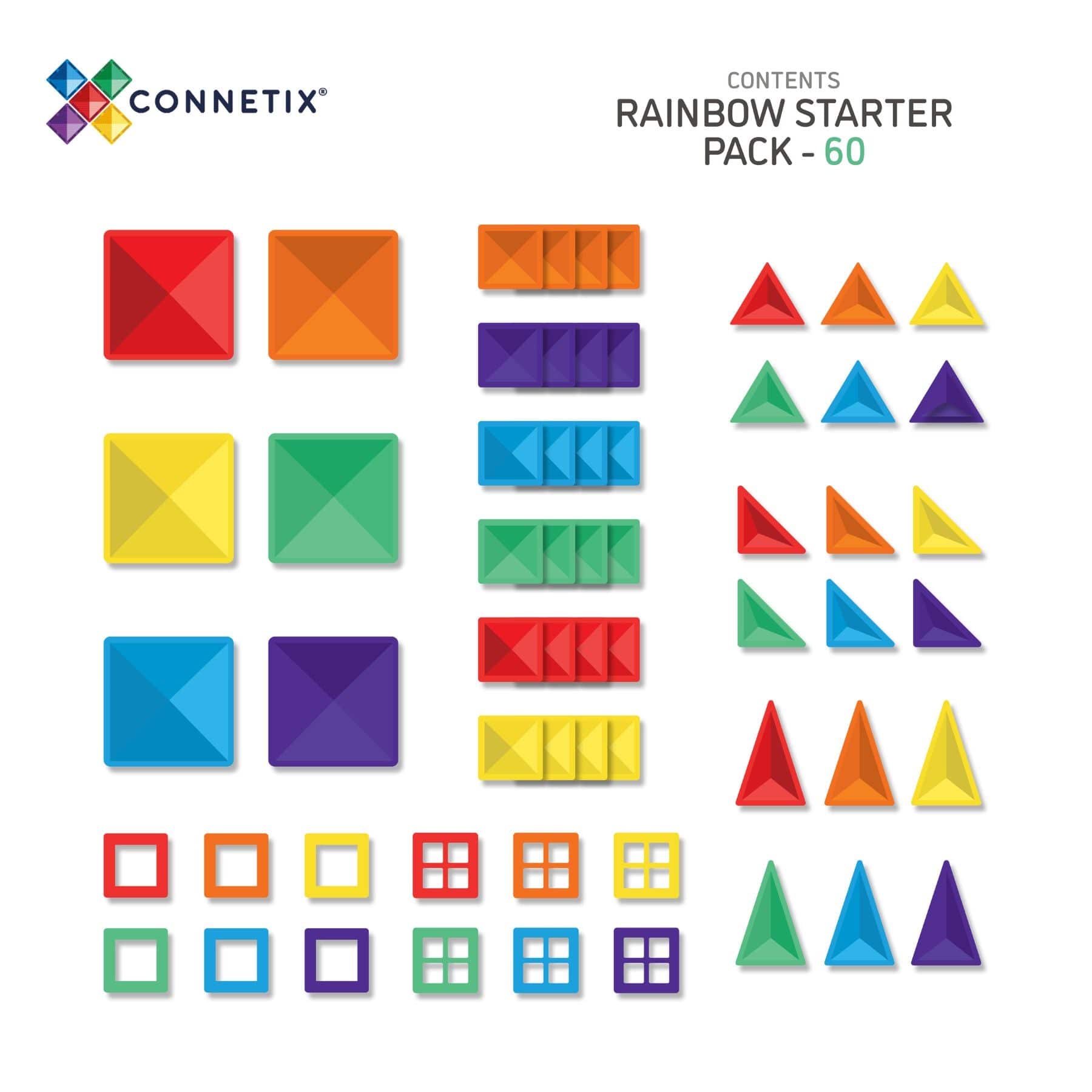 Connetix Rainbow Starter Pack — 60 Magnetbausteine - LeoBabys