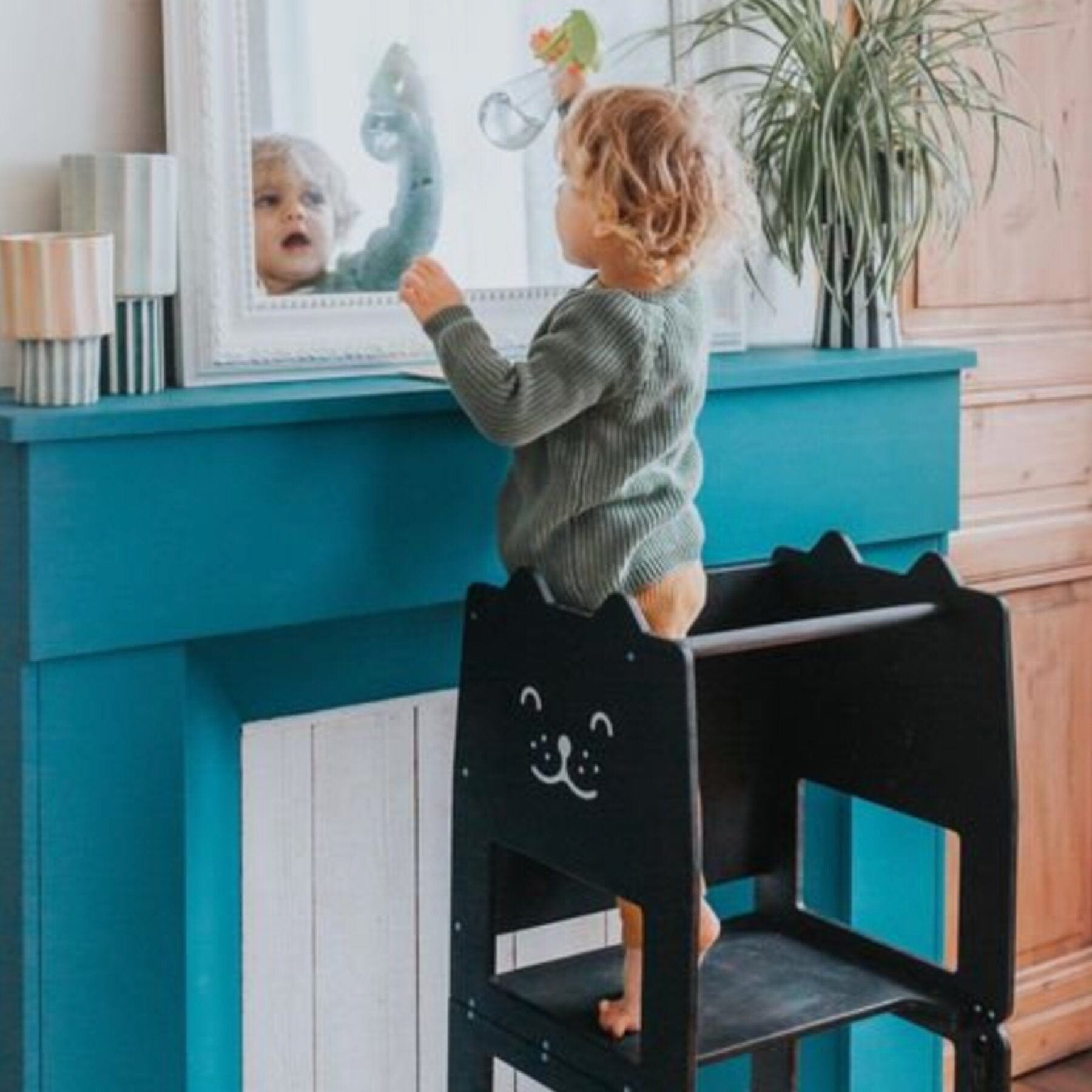 Lernturm wandelbarer mit Schreibtafel Design Katze - LeoBabys
