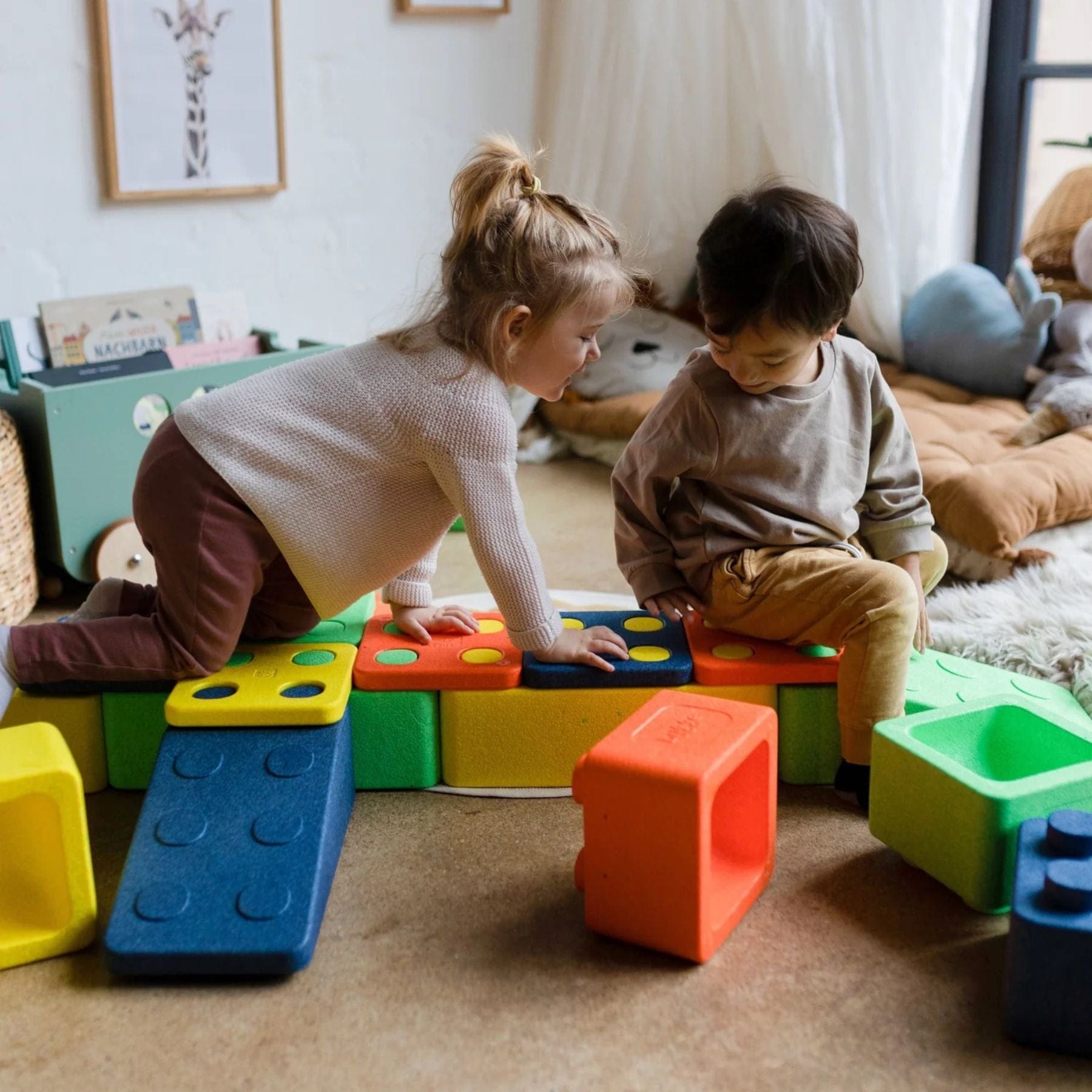 FARVESPIL bygge Starterset 12 XXL Schaumstoffbausteine | Bauklötze großformatig