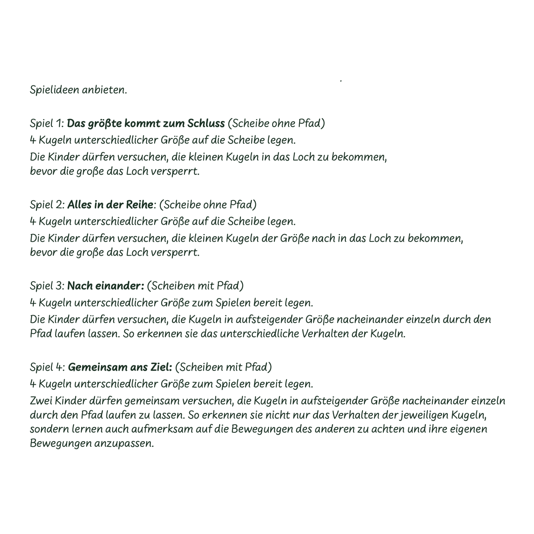 Kugelset für Feinmotorikscheiben