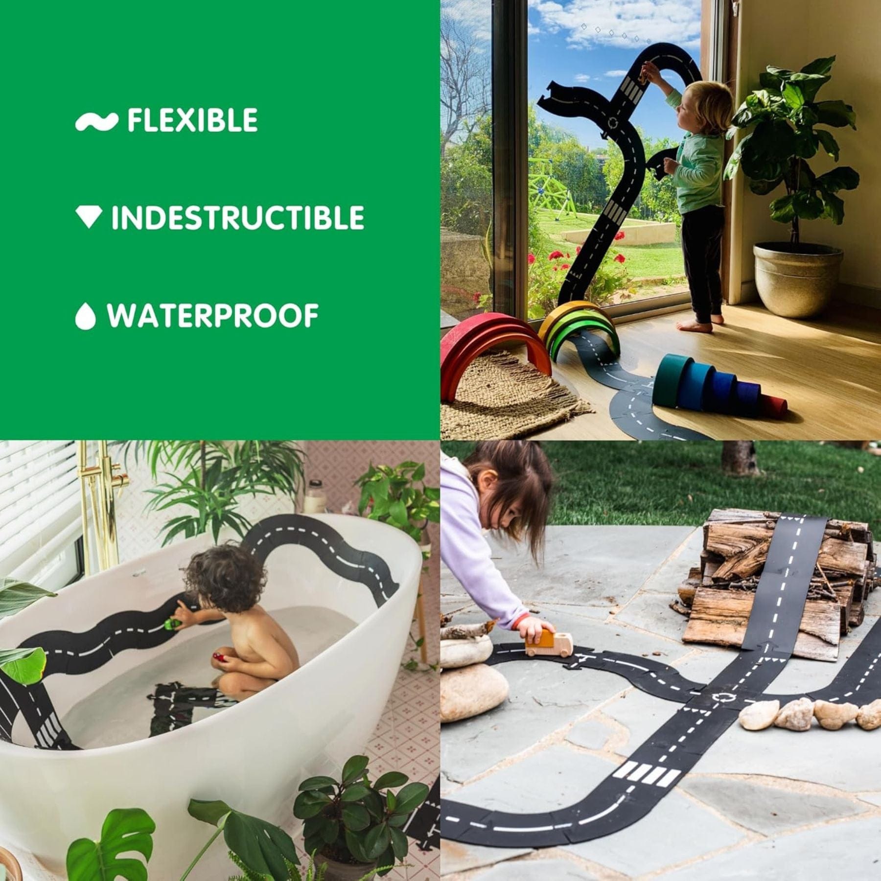 Flexible Spielstrasse aus Gummi – Highway | 24 Teile | waytoplay