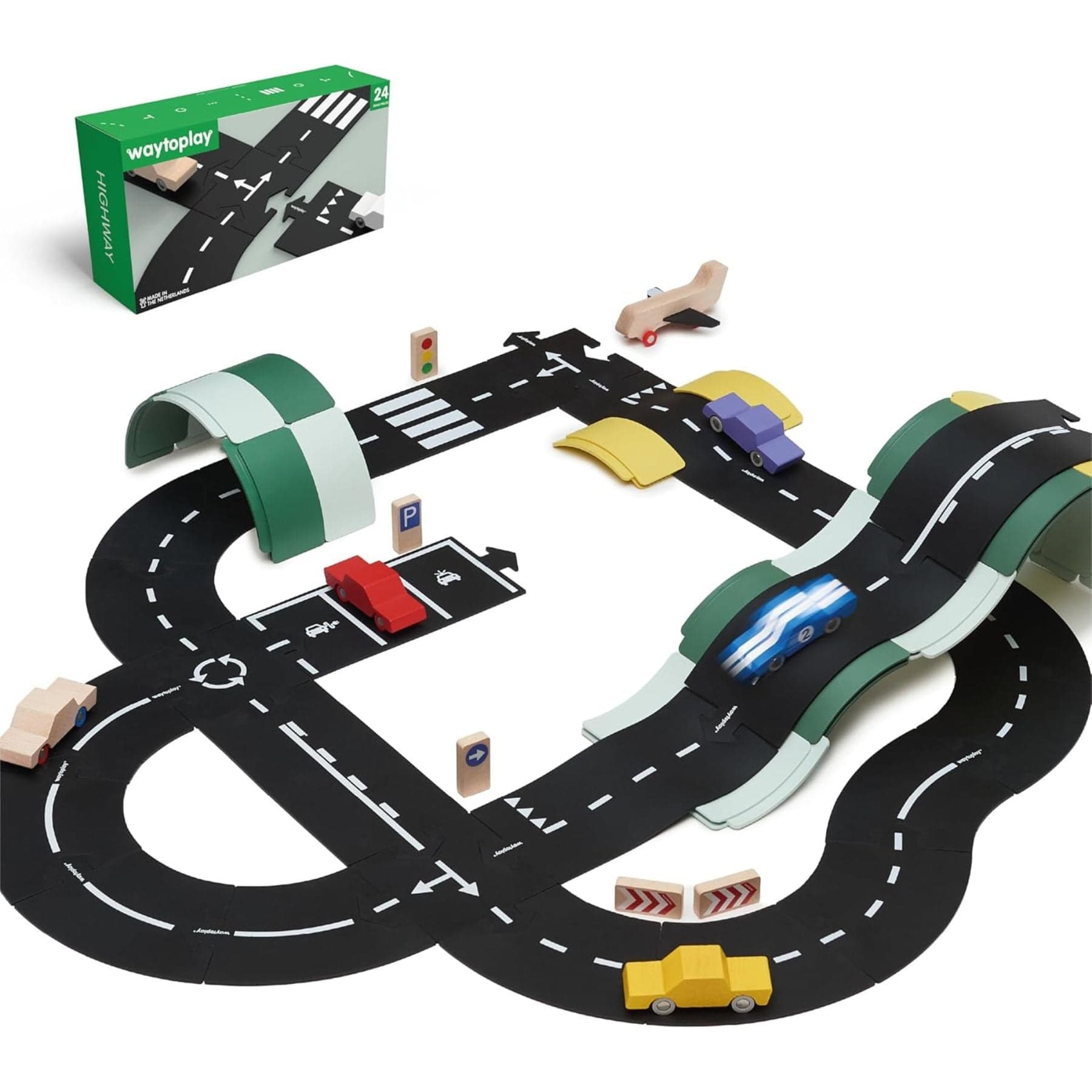 Flexible Spielstrasse aus Gummi – Highway | 24 Teile | waytoplay