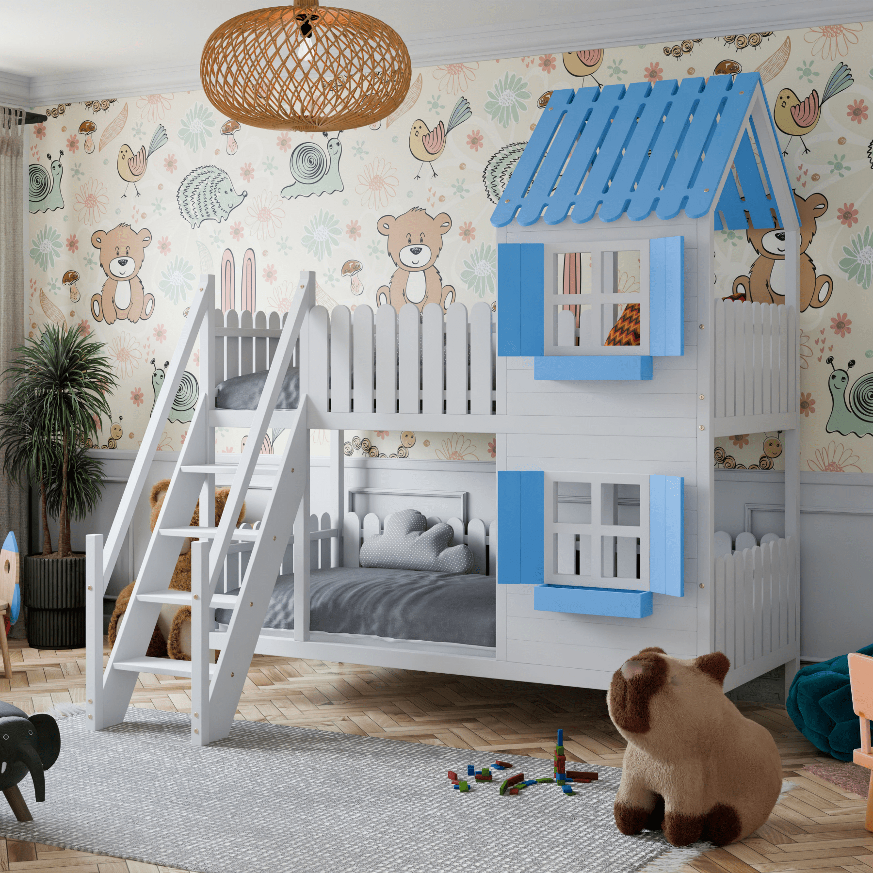 Kinderbett Hausbett Etagenbett für Kinder - Nika - LeoBabys