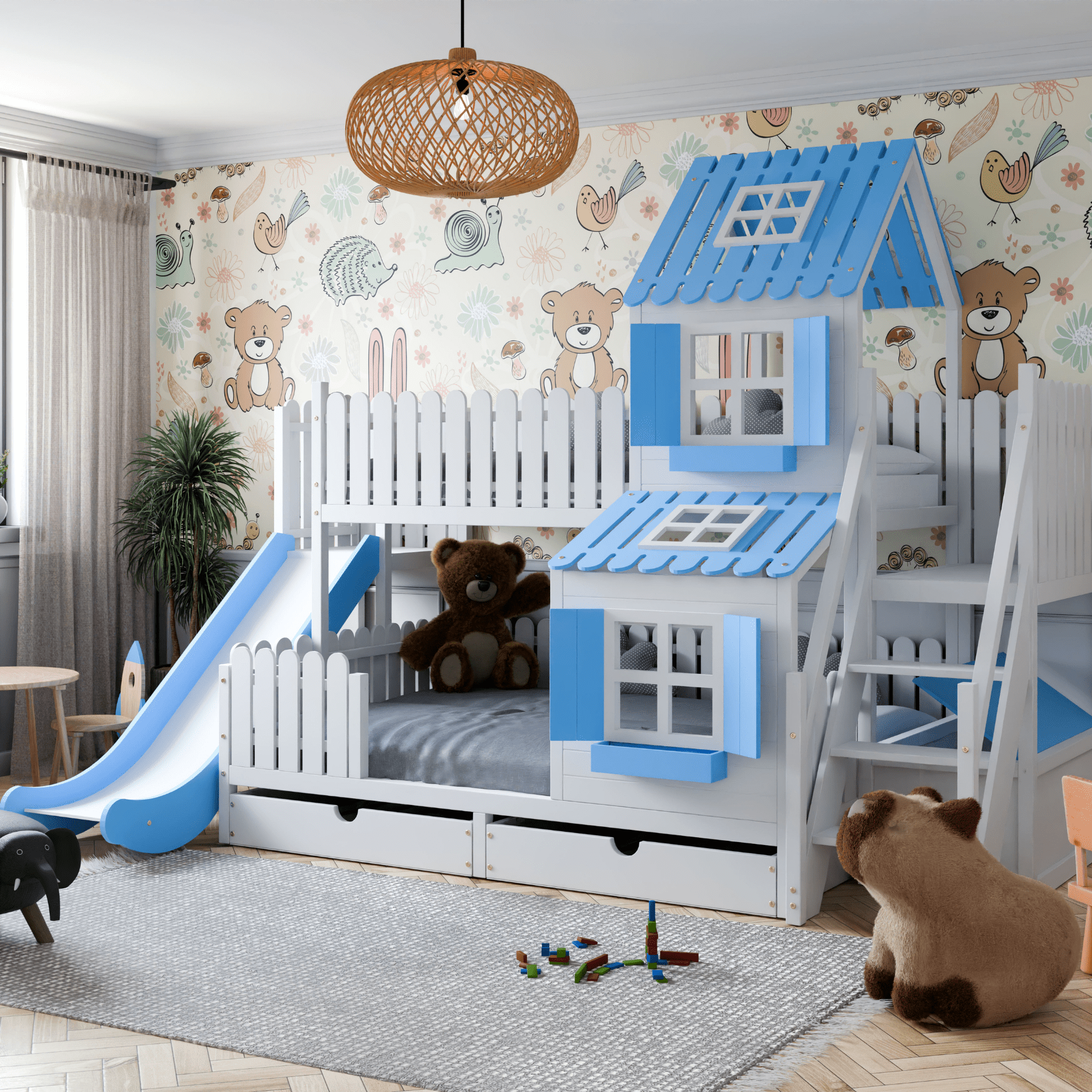 Kinderbett Hausbett Etagenbett für Kinder - Remy - LeoBabys