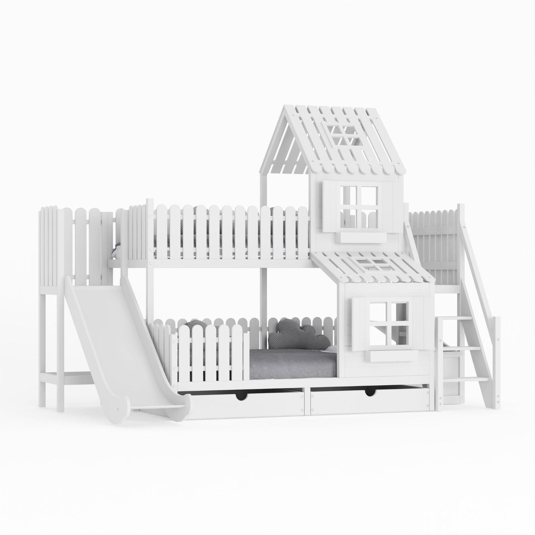 Kinderbett Hausbett Etagenbett für Kinder - Remy