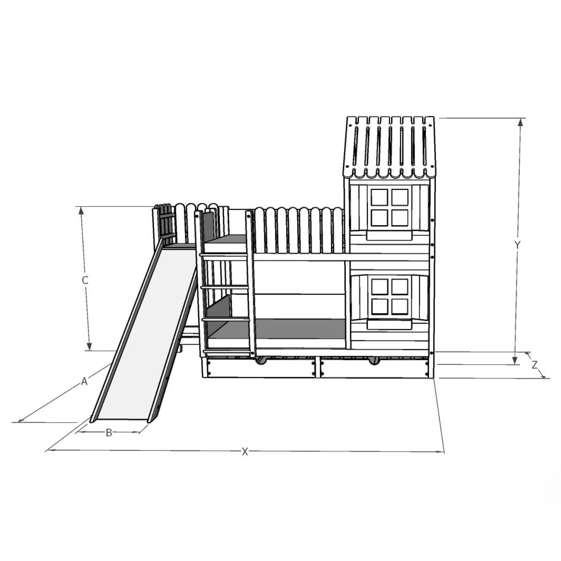 Kinderbett Hausbett Etagenbett für Kinder - Kim - LeoBabys