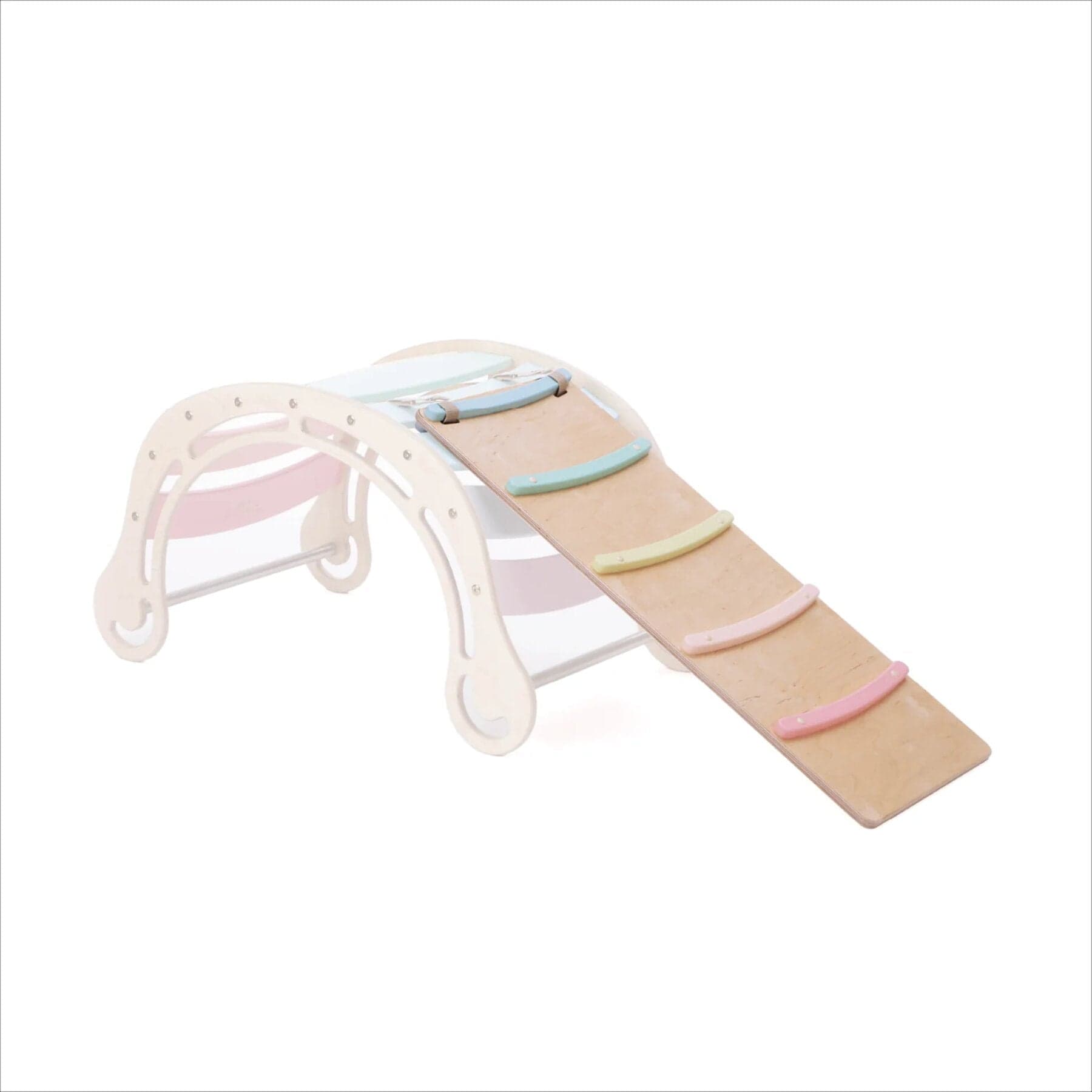 Kletterbogen Pikler Bogen Klappbar Pastell - LeoBabys Schaukel Kletterbogen Wippe  Klappbar Pastell-Farben nach Pikler Bio Holz Bunt Farbig Schaukelwippe mit Rampe
