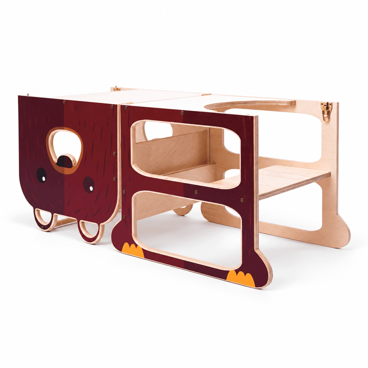 Learning Tower Lernturm für zwei Kinder Wandelbar Montessori Holz Bio Natürlich - LeoBabys
