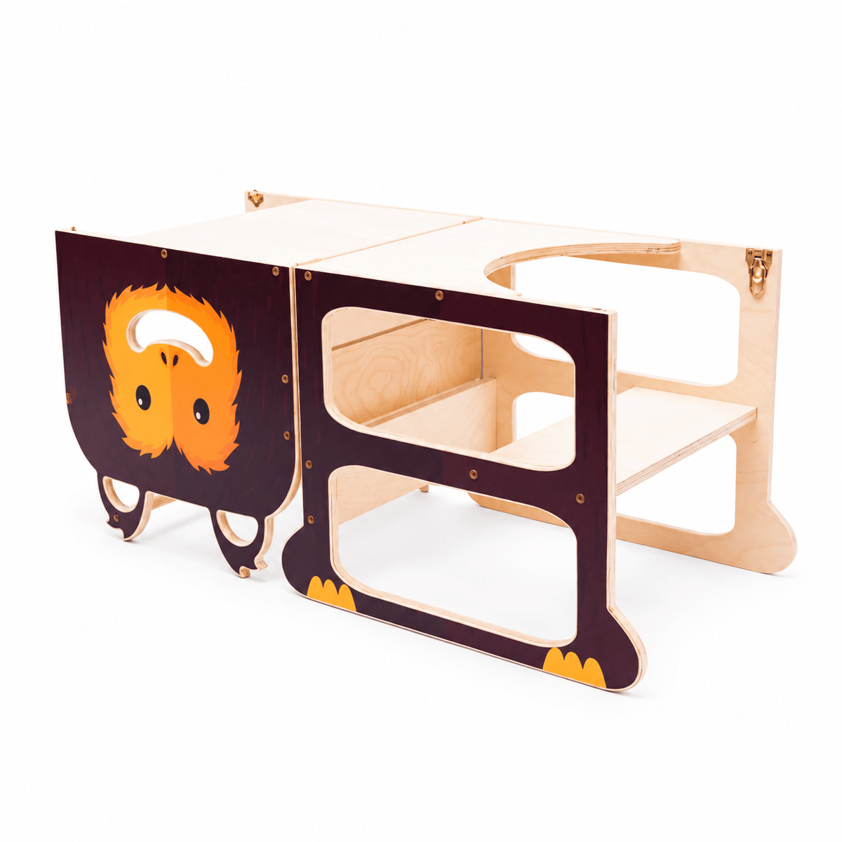 Learning Tower Lernturm für zwei Kinder Wandelbar Montessori Holz Bio Natürlich - LeoBabys