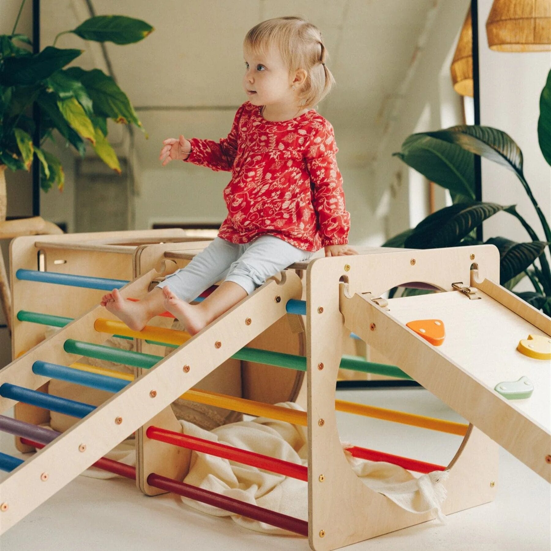 Kletterwürfel Explorer Holz Regenbogen - LeoBabys