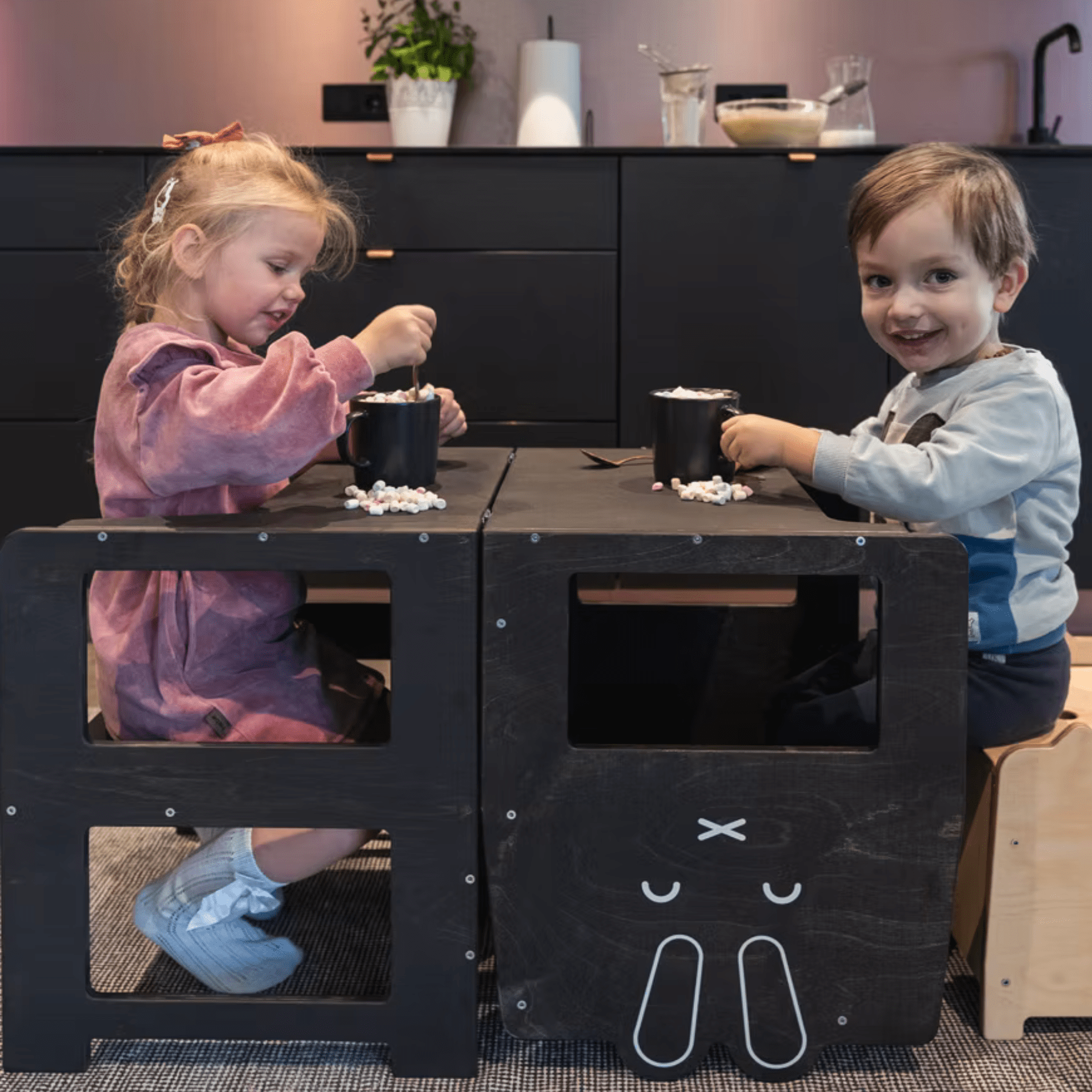 Lernturm wandelbarer mit Schreibtafel Design Hase - LeoBabys