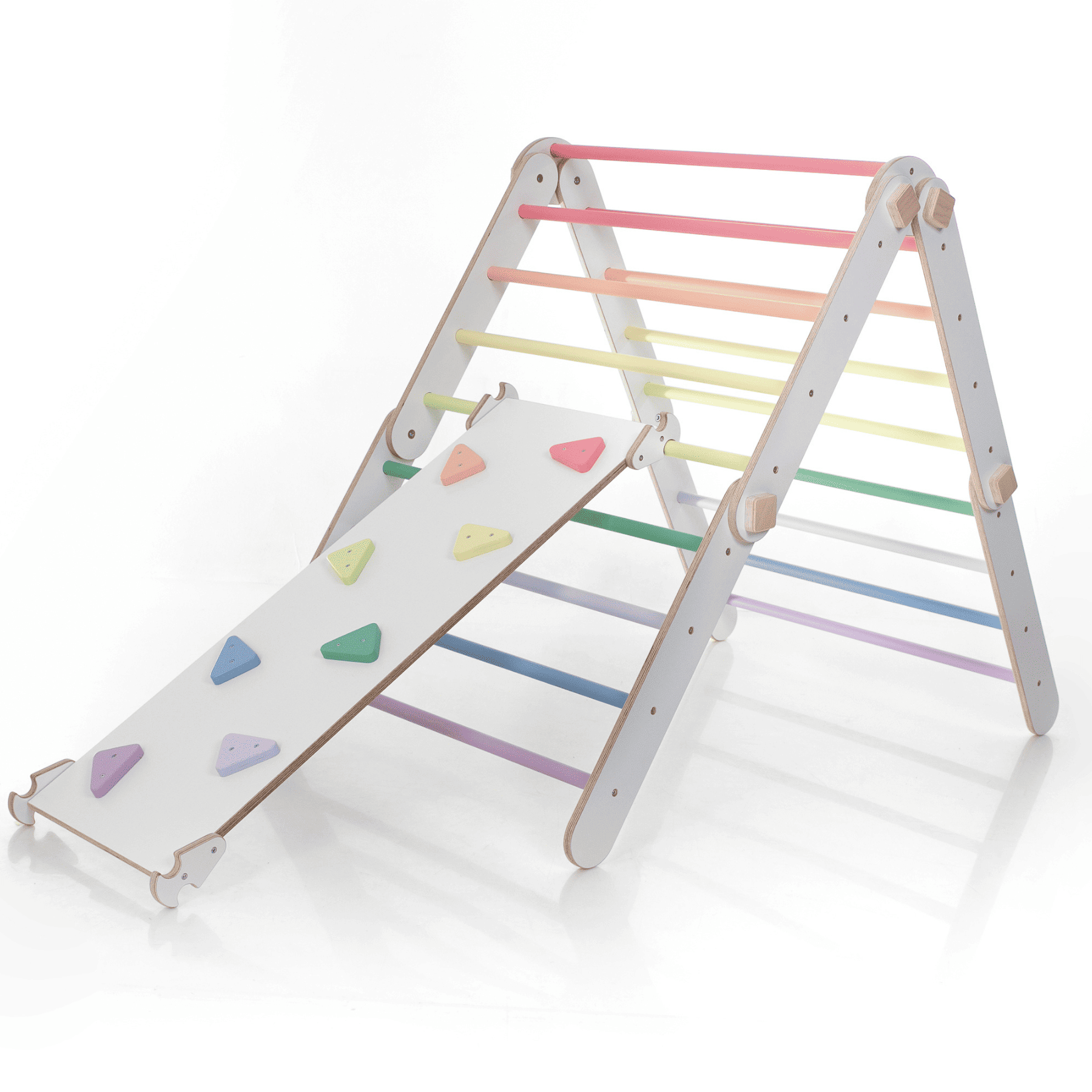 Pikler triangle ensemble de triangle d'escalade convertible blanc-pastel