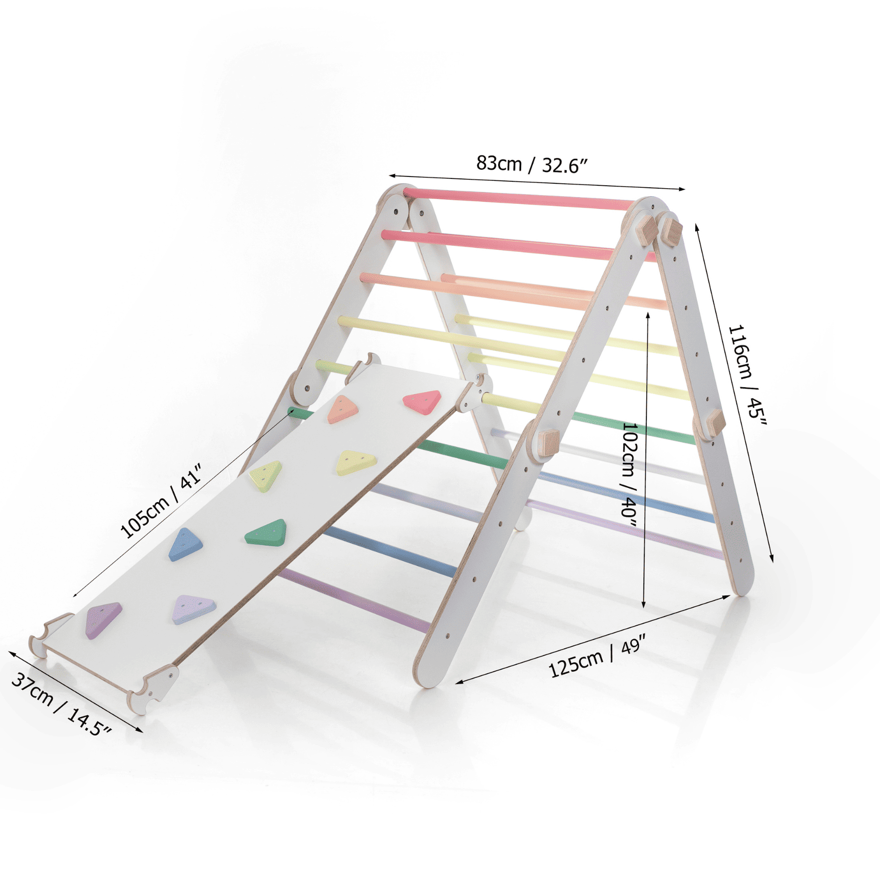 Pikler triangle ensemble de triangle d'escalade convertible blanc-pastel