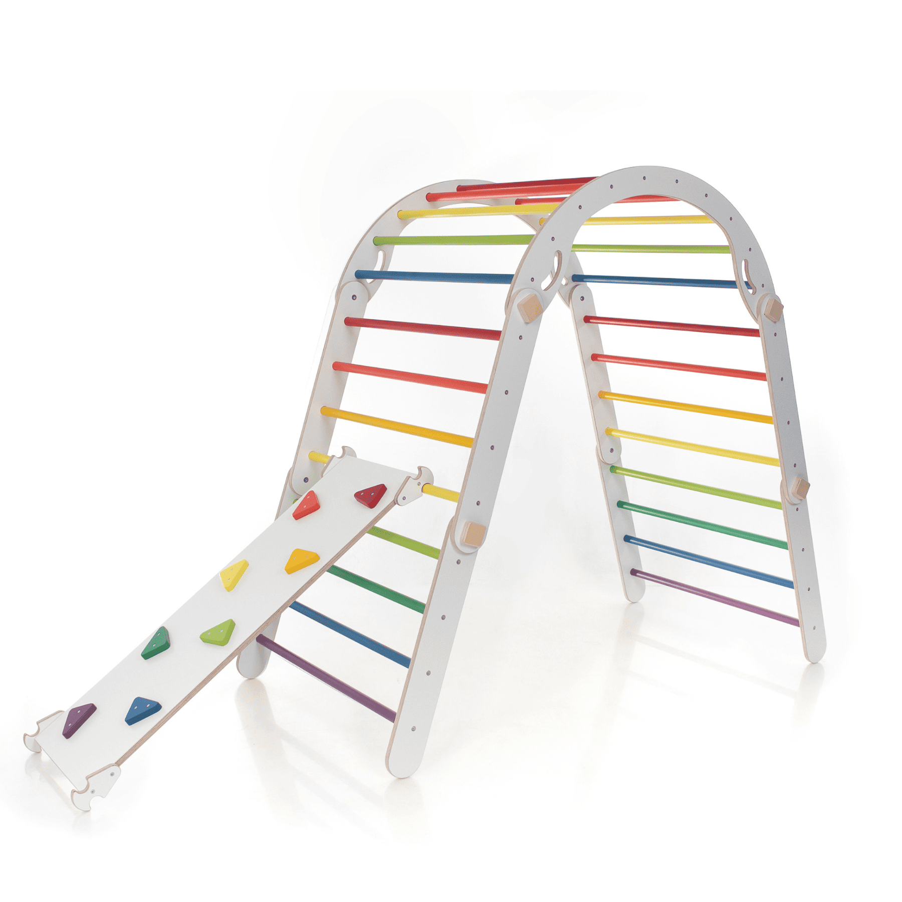 Pikler Dreieck Rutsche Wandelbar Bunt – 4-in-1 verstellbares Motorik-Kletterset