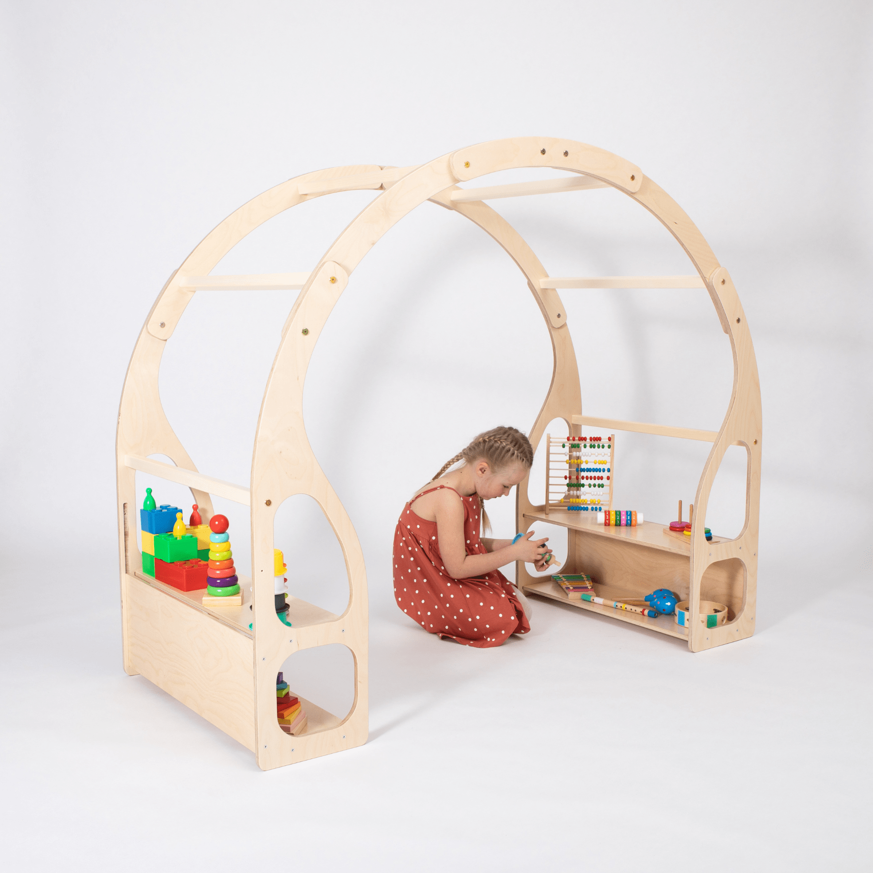 Montessori-Spielzeugregal für Kleinkinder, Montessori inspiriertes Regal für Kinderzimmer aus Holz, Multifunktional - LeoBabys