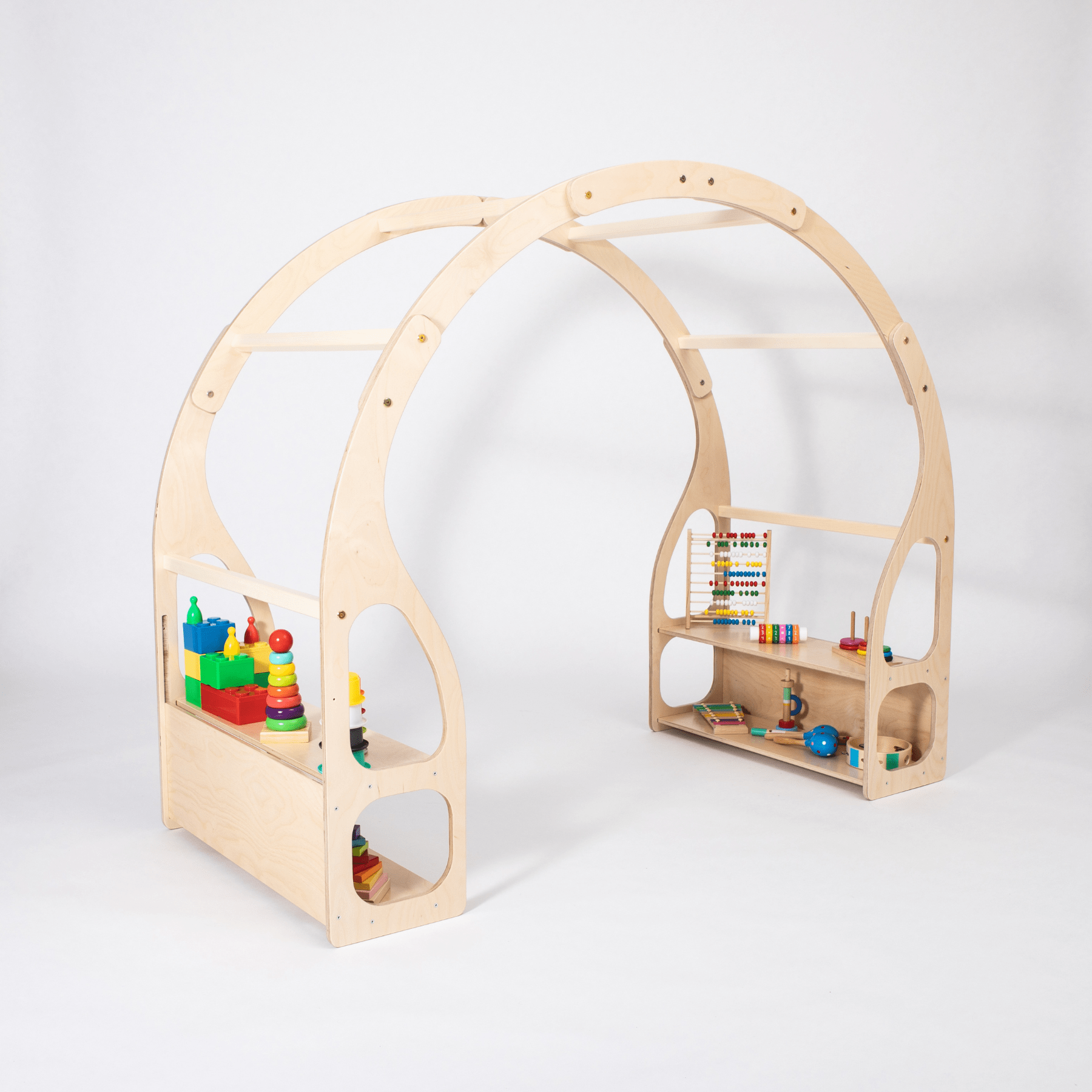 Montessori-Spielzeugregal für Kleinkinder, Montessori inspiriertes Regal für Kinderzimmer aus Holz, Multifunktional - LeoBabys