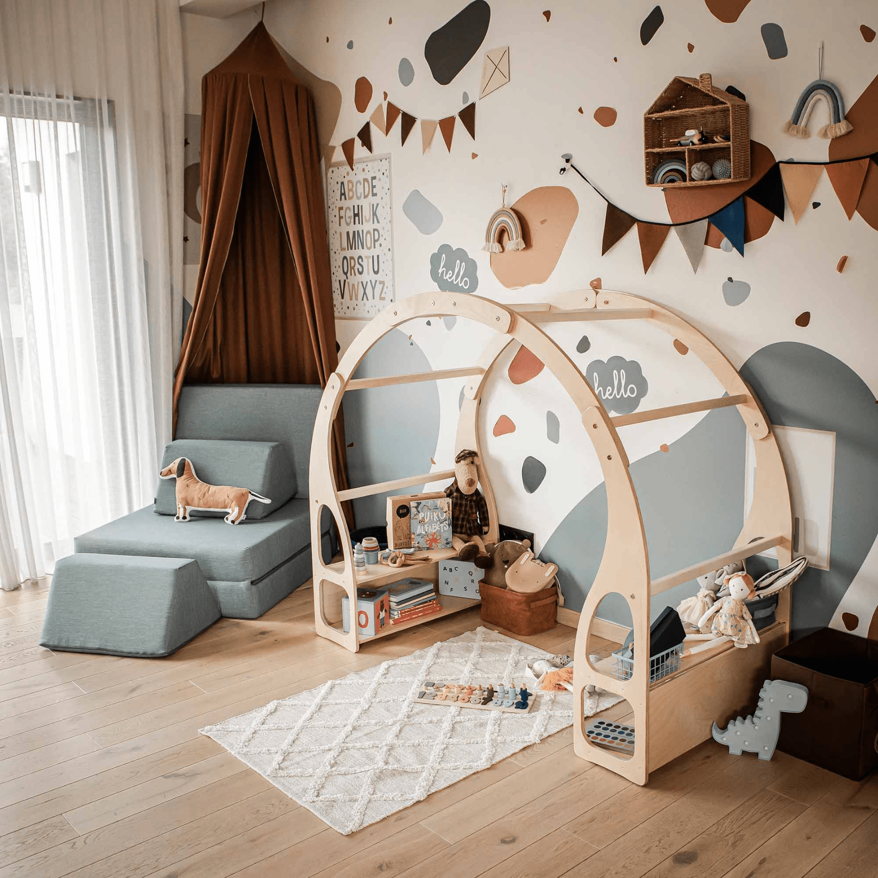 Montessori-Spielzeugregal für Kleinkinder, Montessori inspiriertes Regal für Kinderzimmer aus Holz, Multifunktional - LeoBabys