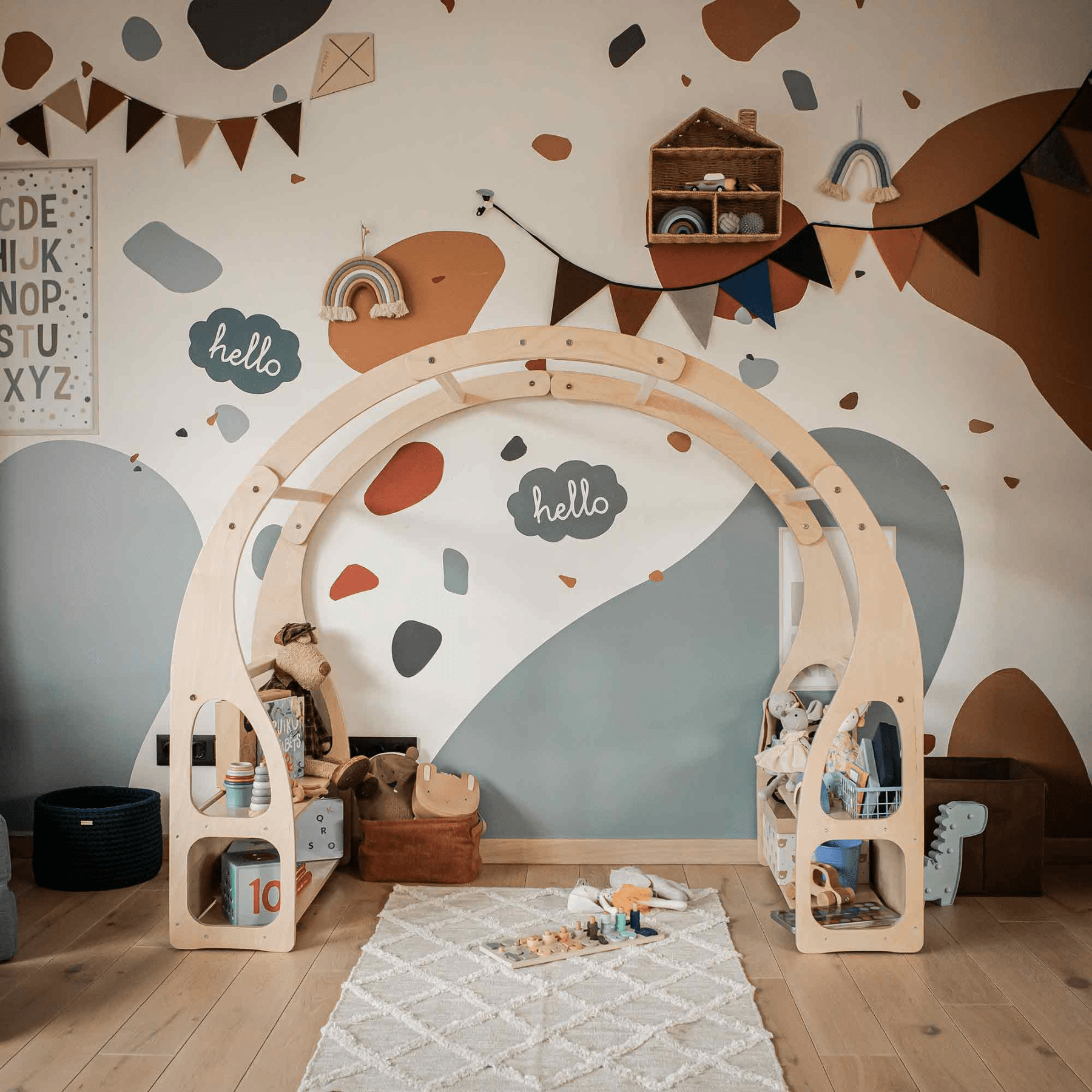 Montessori-Spielzeugregal für Kleinkinder, Montessori inspiriertes Regal für Kinderzimmer aus Holz, Multifunktional - LeoBabys