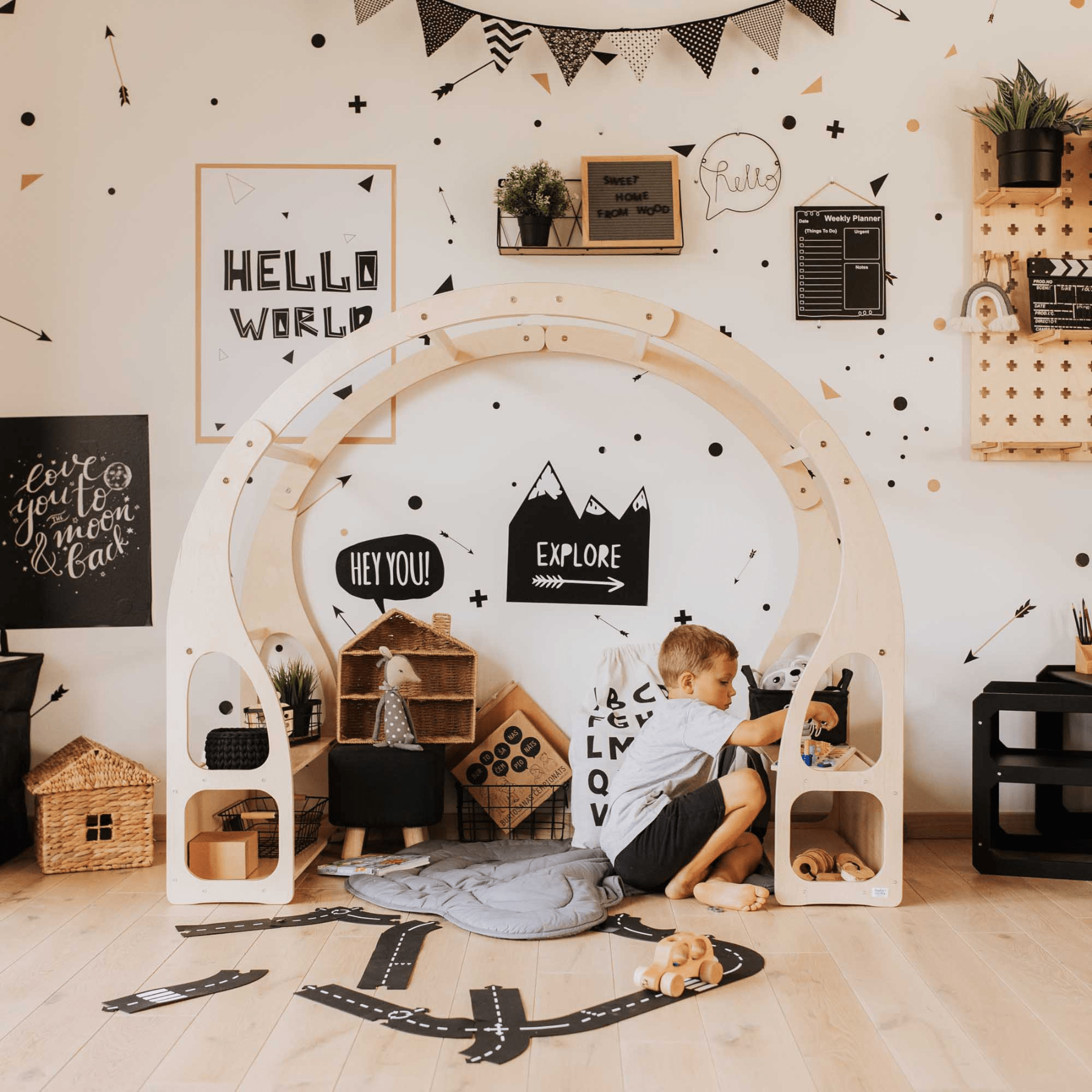 Montessori-Spielzeugregal für Kleinkinder, Montessori inspiriertes Regal für Kinderzimmer aus Holz, Multifunktional - LeoBabys