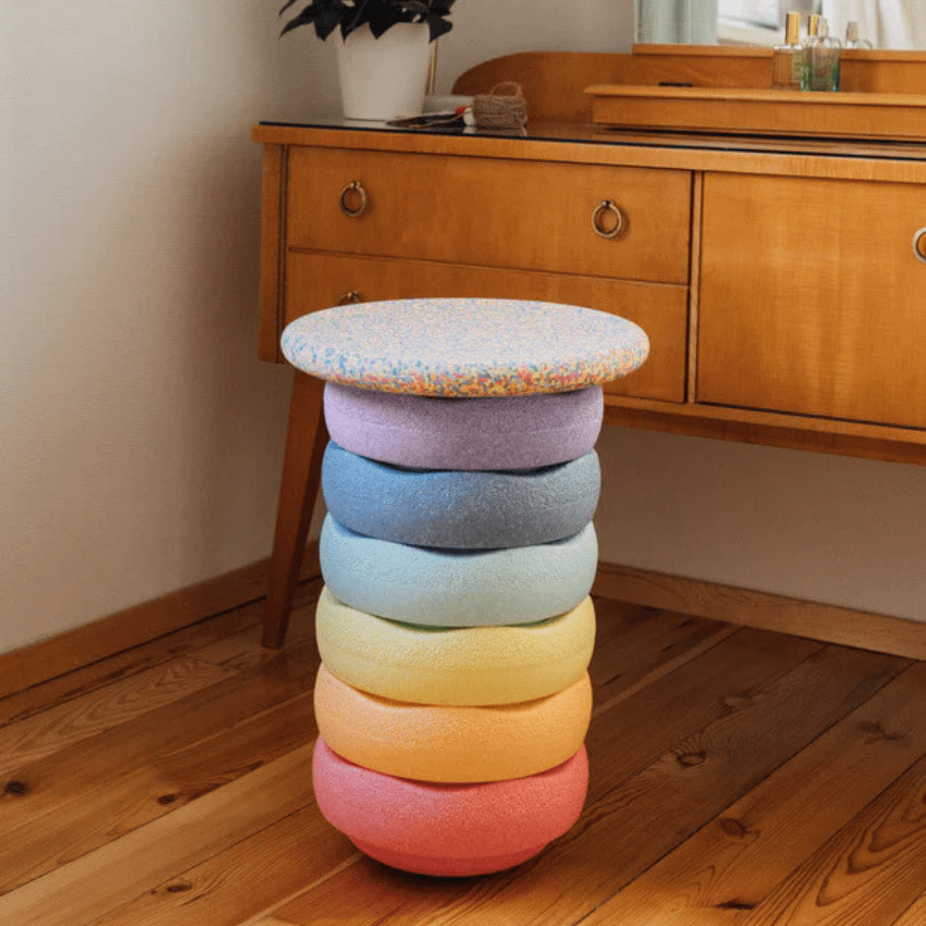 Stapelstein® Rainbow Set pastel 6+1 GRATIS BOARD SUPER CONFETTI