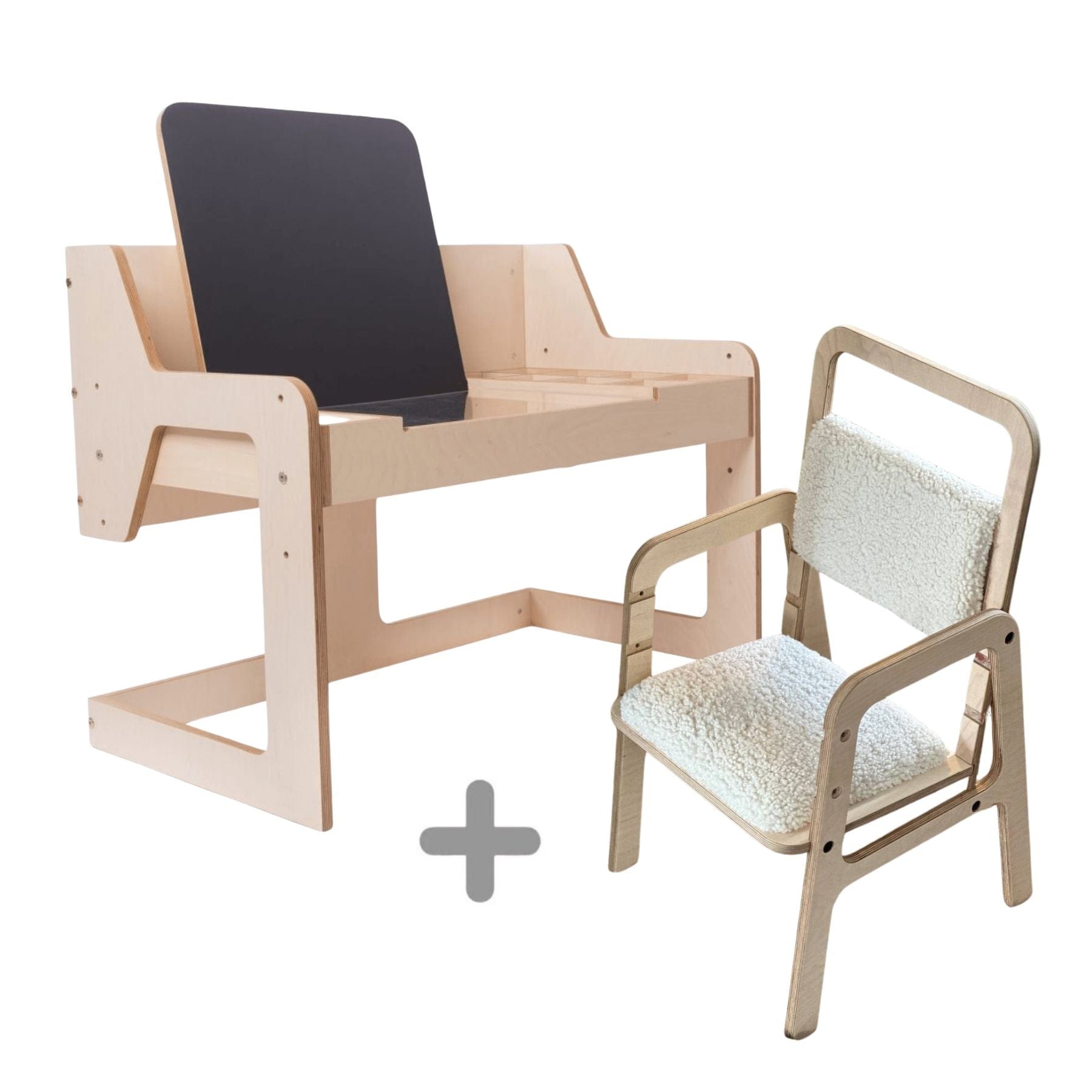 Verstellbarer Montessori Kindertisch und Stuhl Set luula