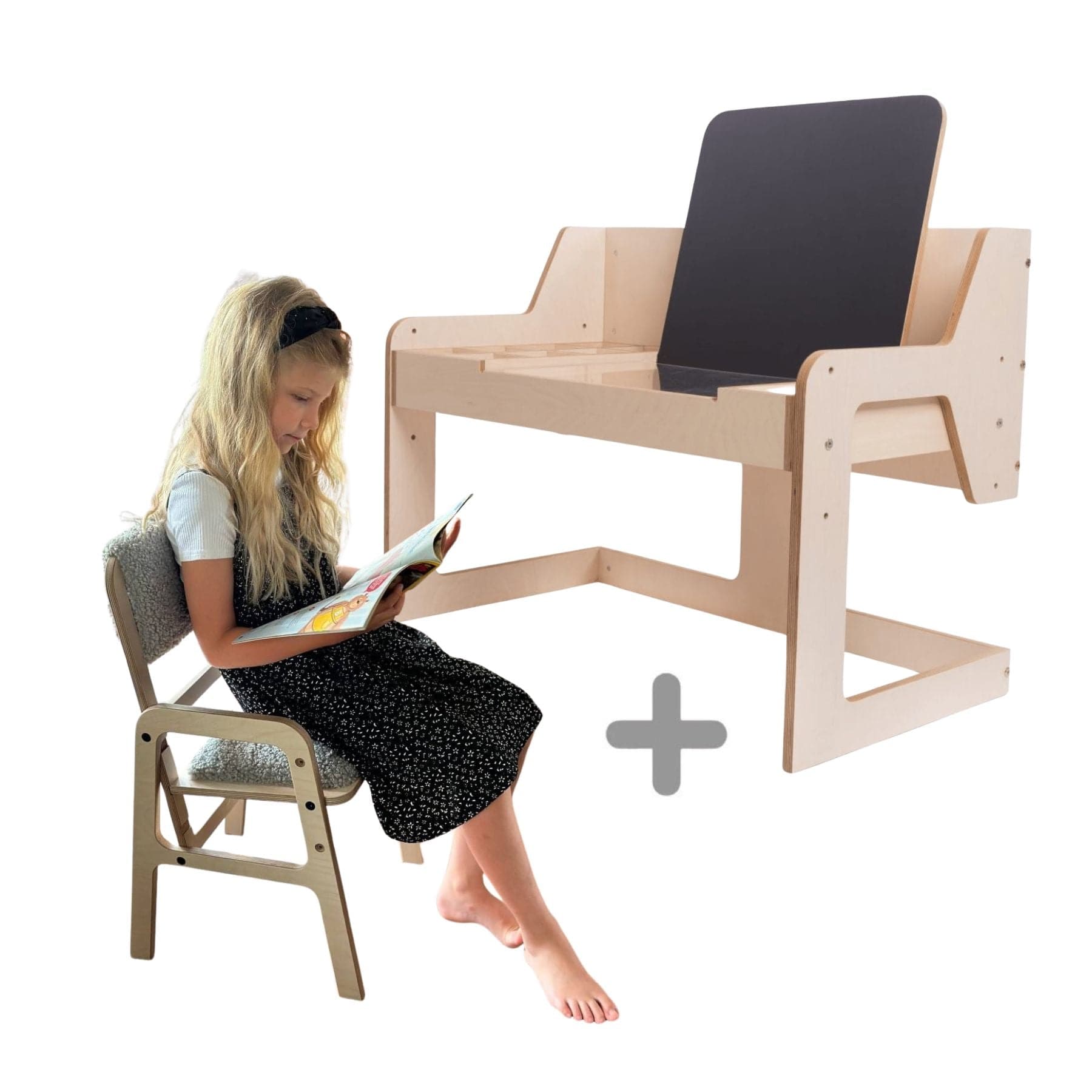 Verstellbarer Montessori Kindertisch und Stuhl Set luula