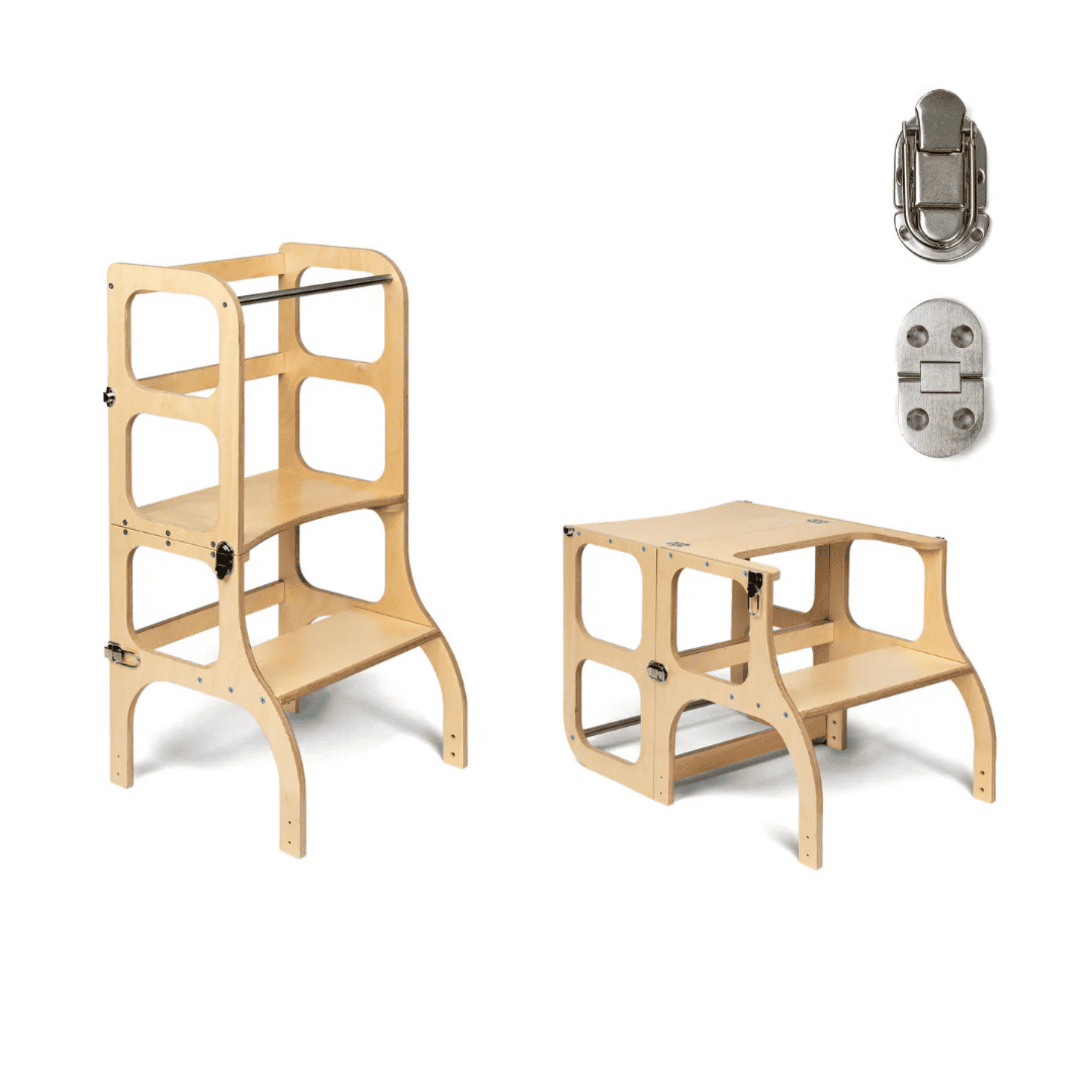 Convertible Montessori learning tower and table, 2 in 1 made of wood