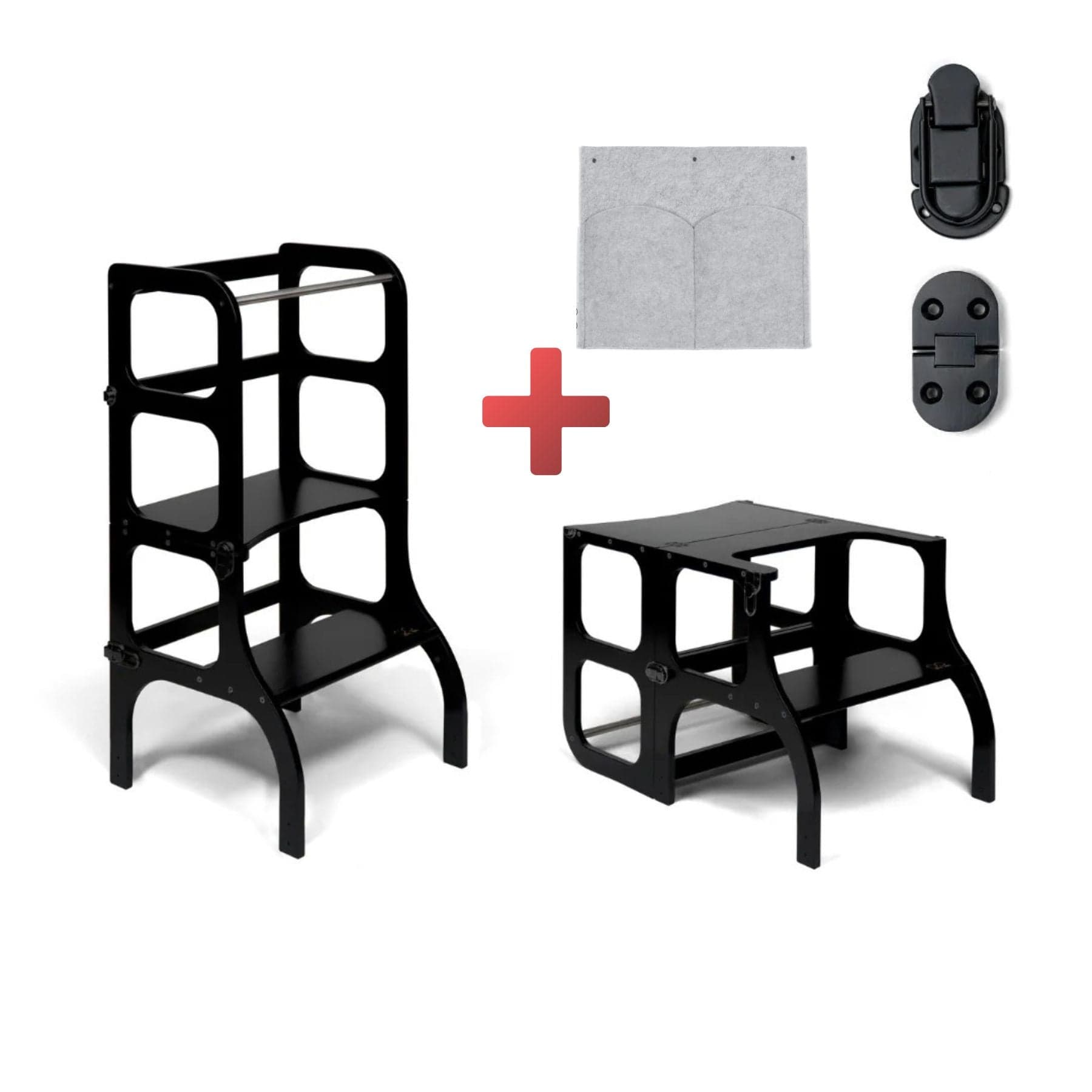 Convertible Montessori learning tower and table, 2 in 1 made of wood