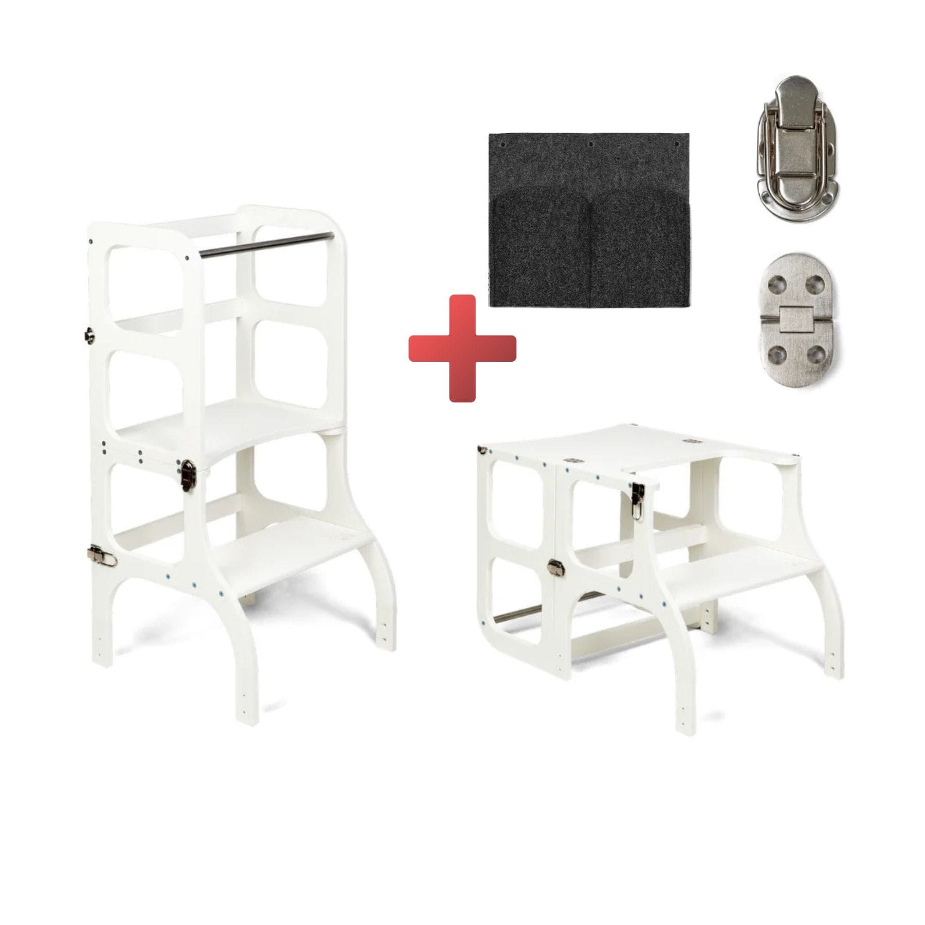 Convertible Montessori learning tower and table, 2 in 1 made of wood