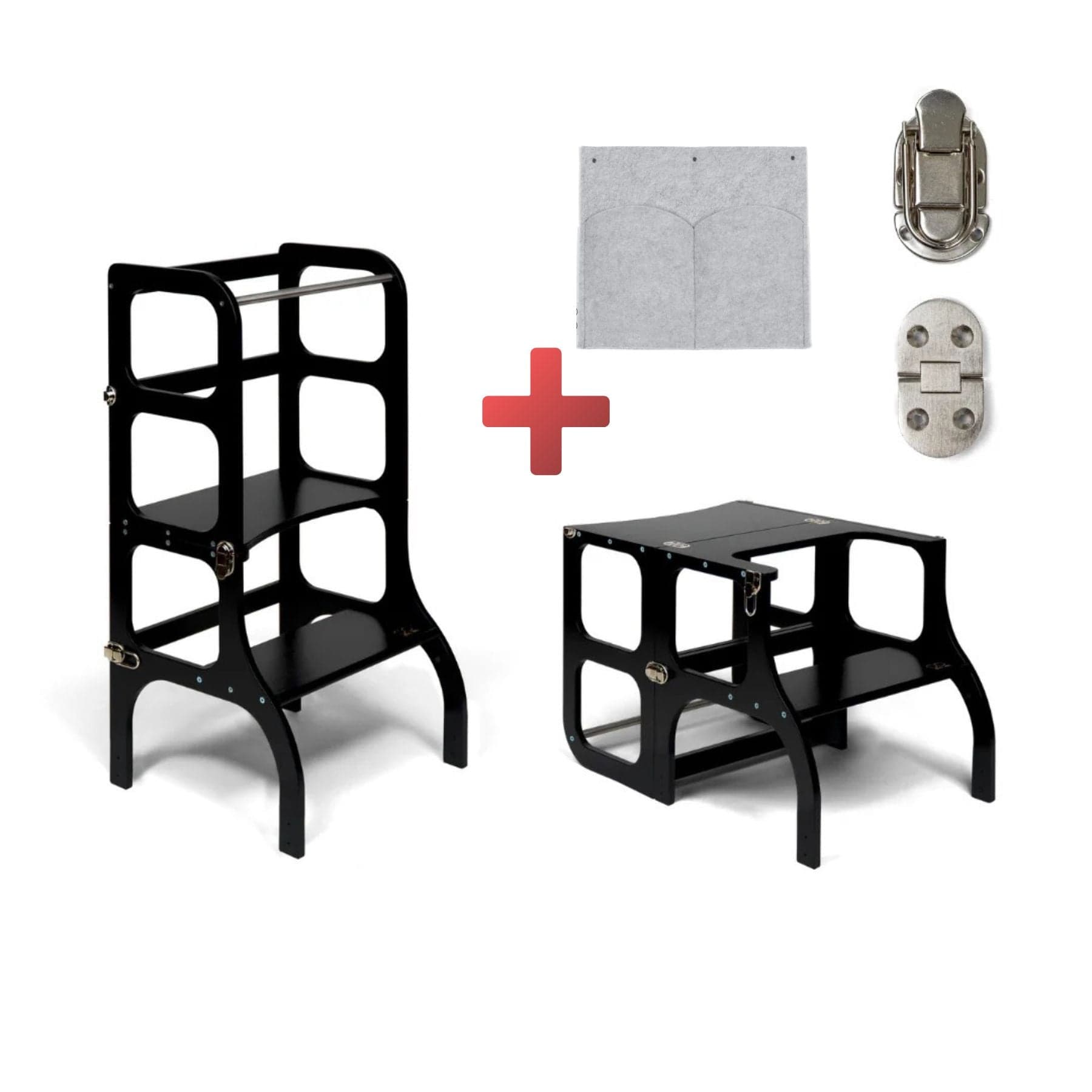 Convertible Montessori learning tower and table, 2 in 1 made of wood