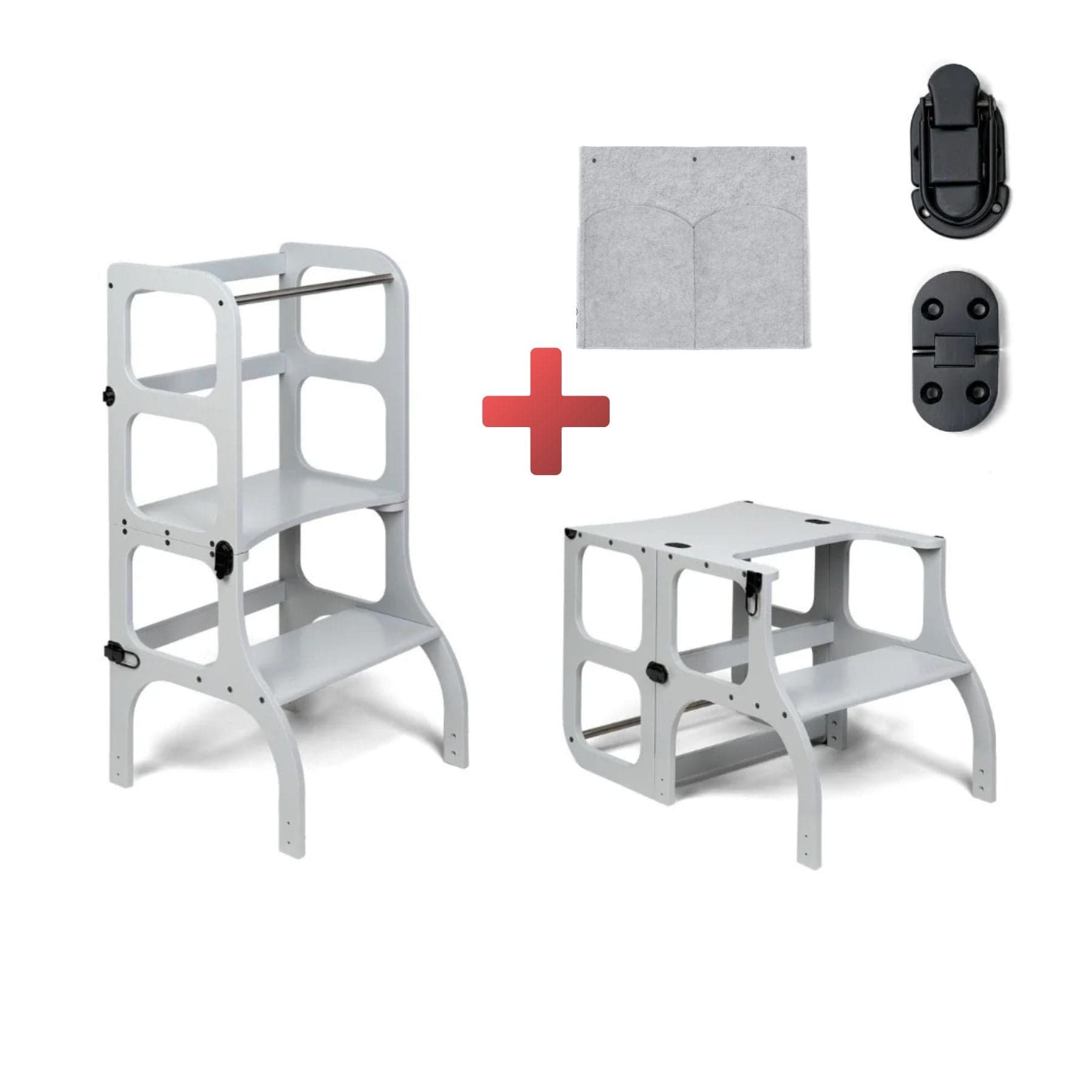 Convertible Montessori learning tower and table, 2 in 1 made of wood