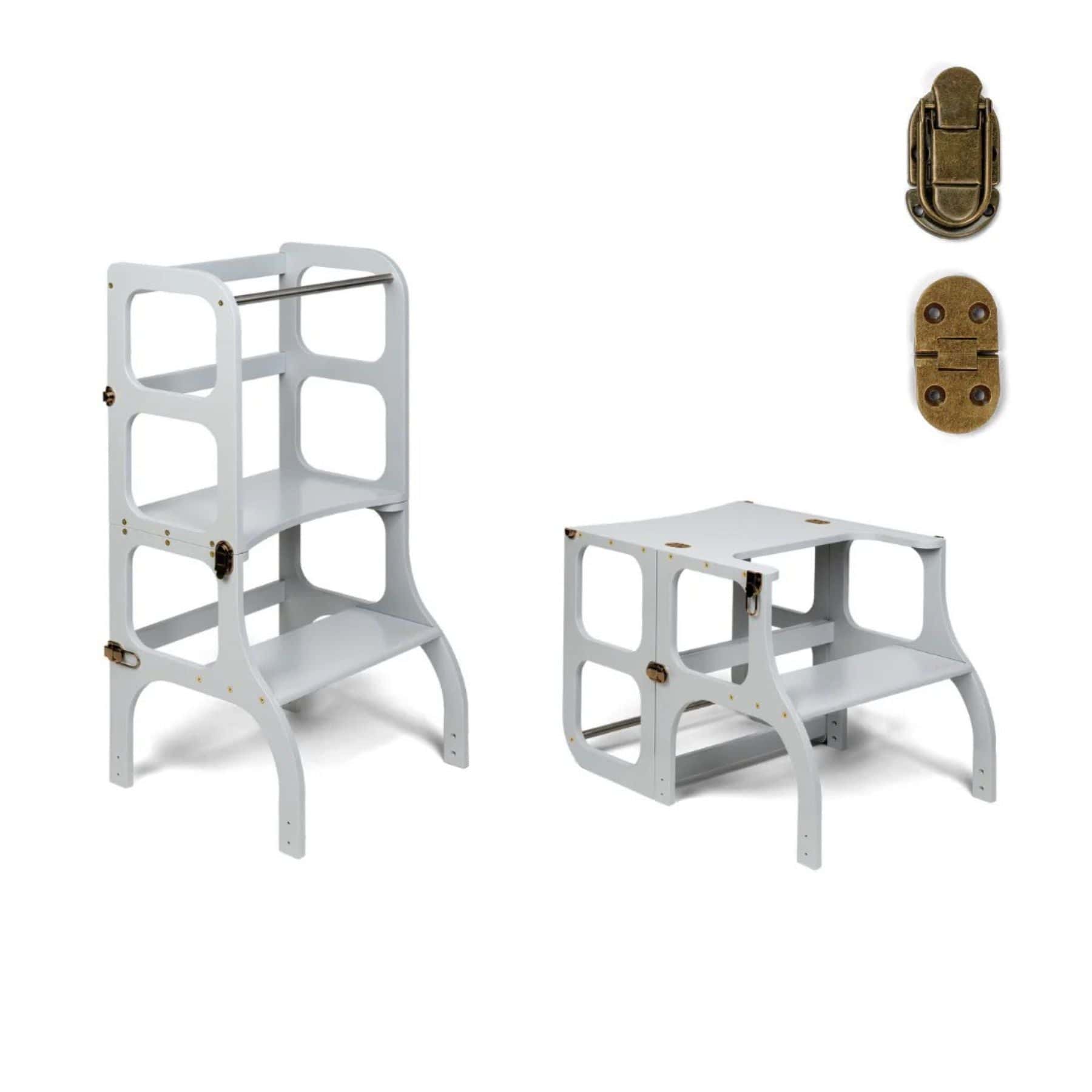 Convertible Montessori learning tower and table, 2 in 1 made of wood