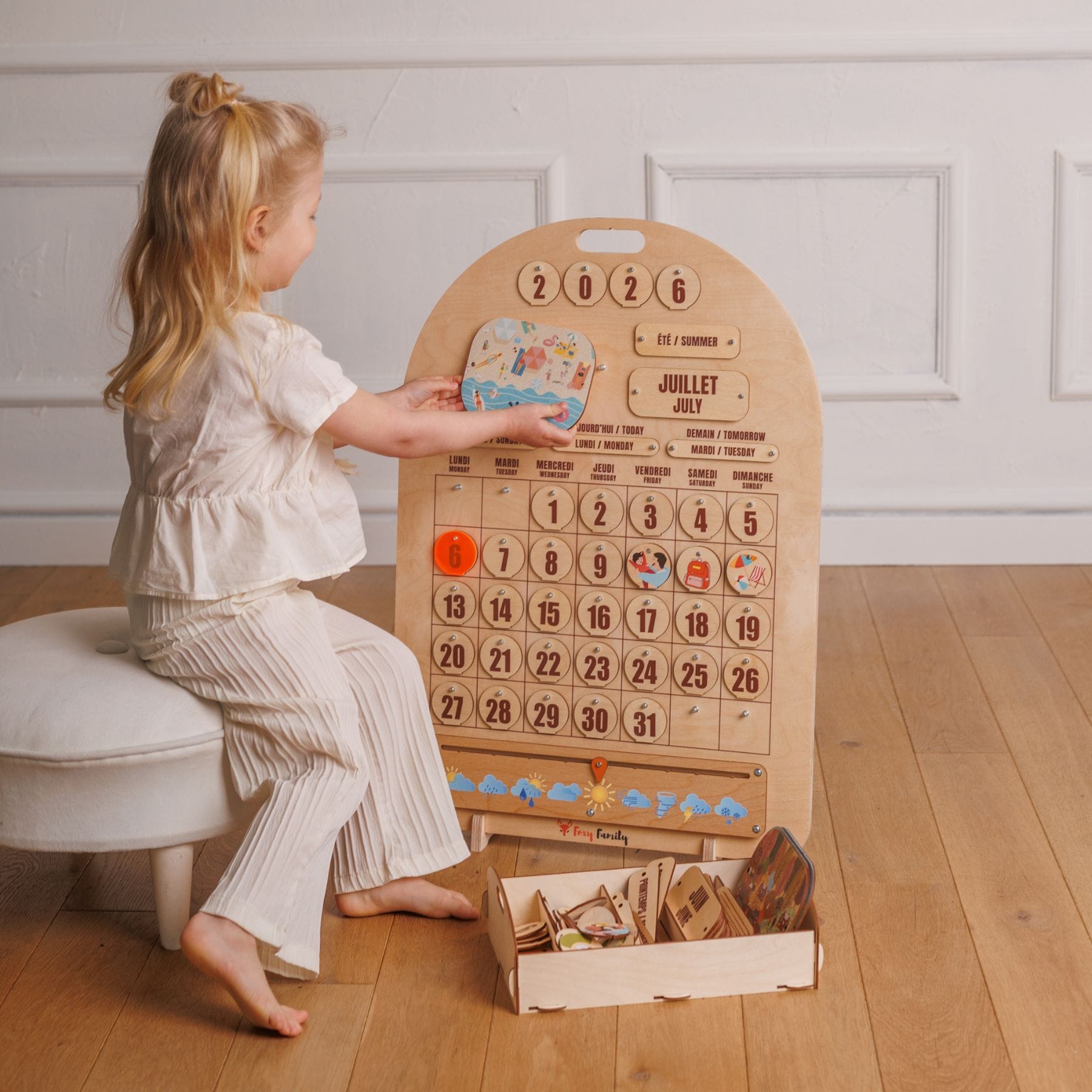 Zweisprachiger Holzkalender Montessori - LeoBabys