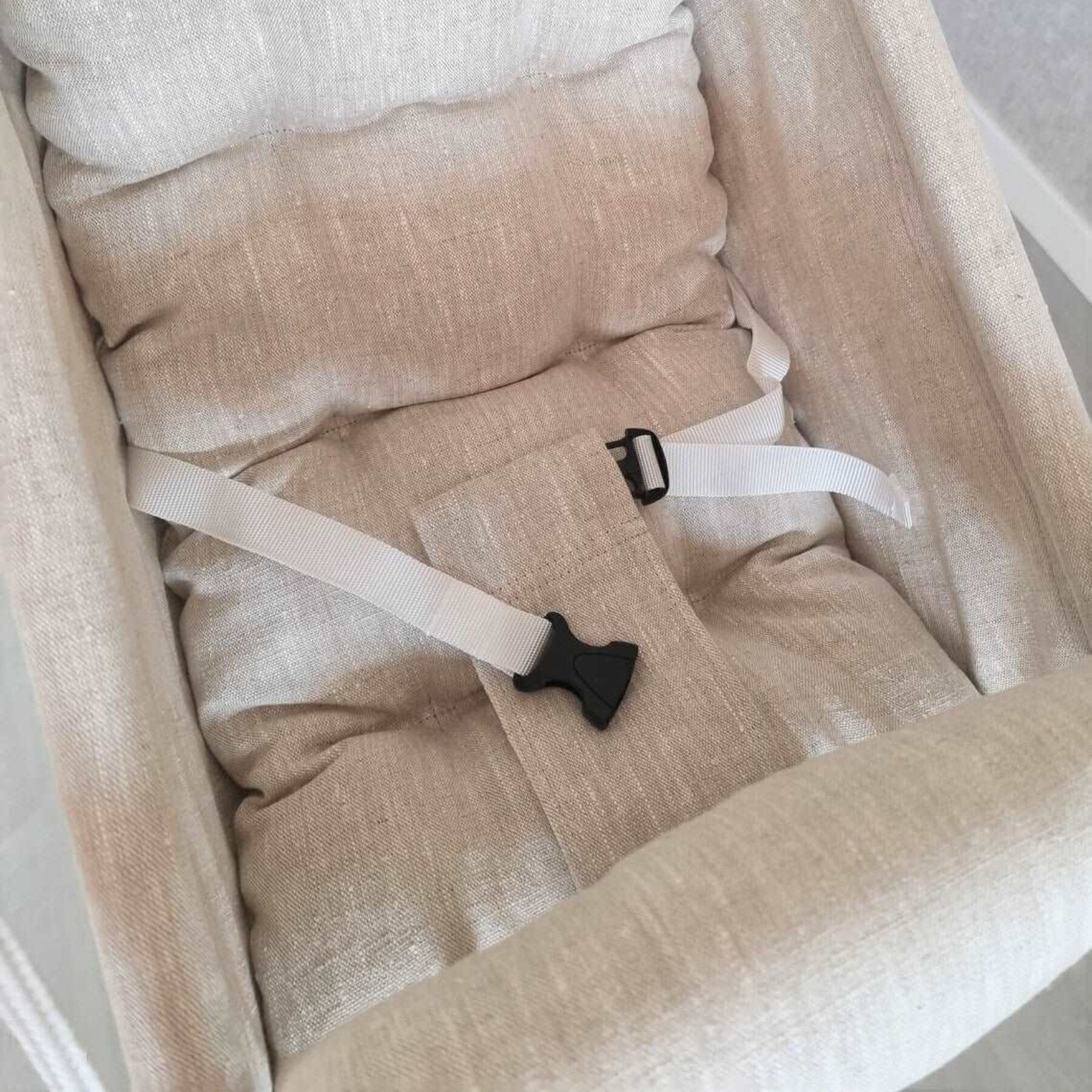Babyschaukel Babyliegeschaukel Leinen Beige