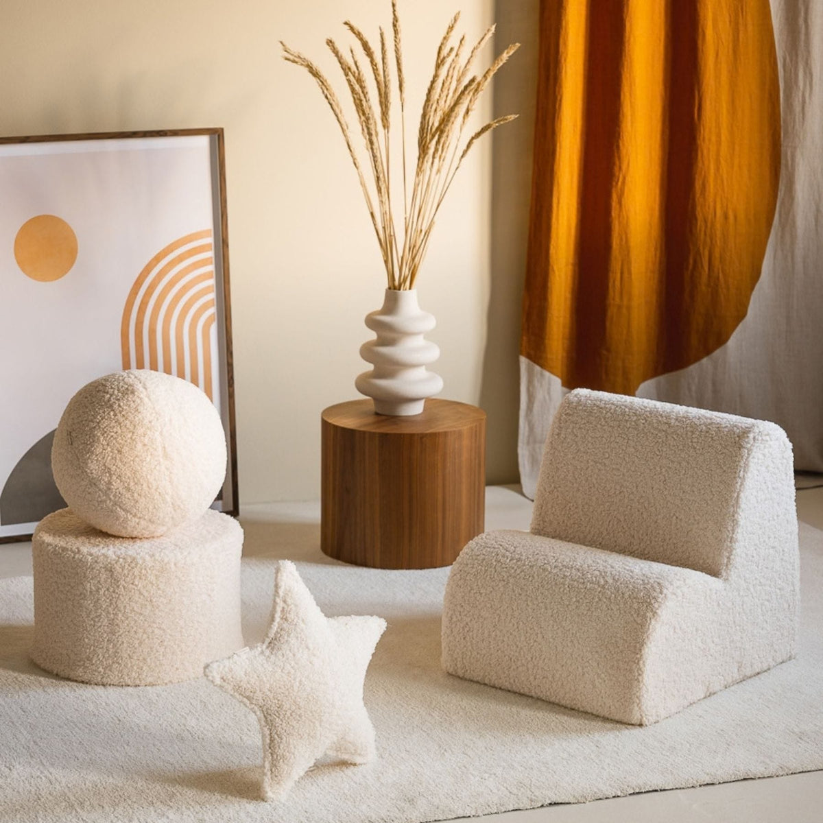 Polstermöbel wigiwama Cloud Chair aus Teddystoff, Kindersessel aus Schaumstoff