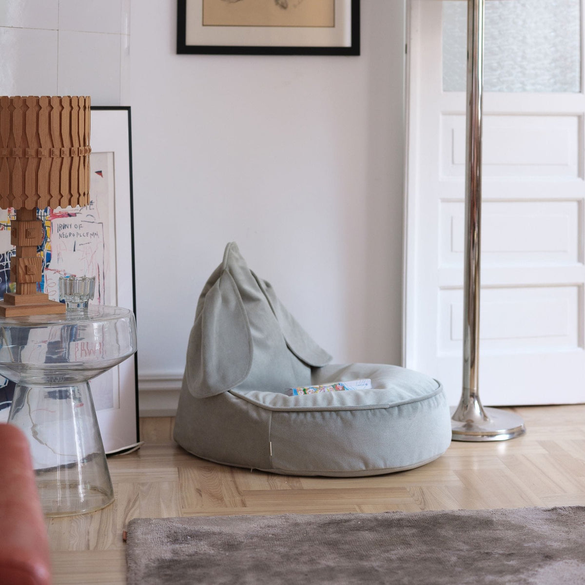 Sitzsäcke wigiwama Hasen-Sitzsack aus Samt für Kinder