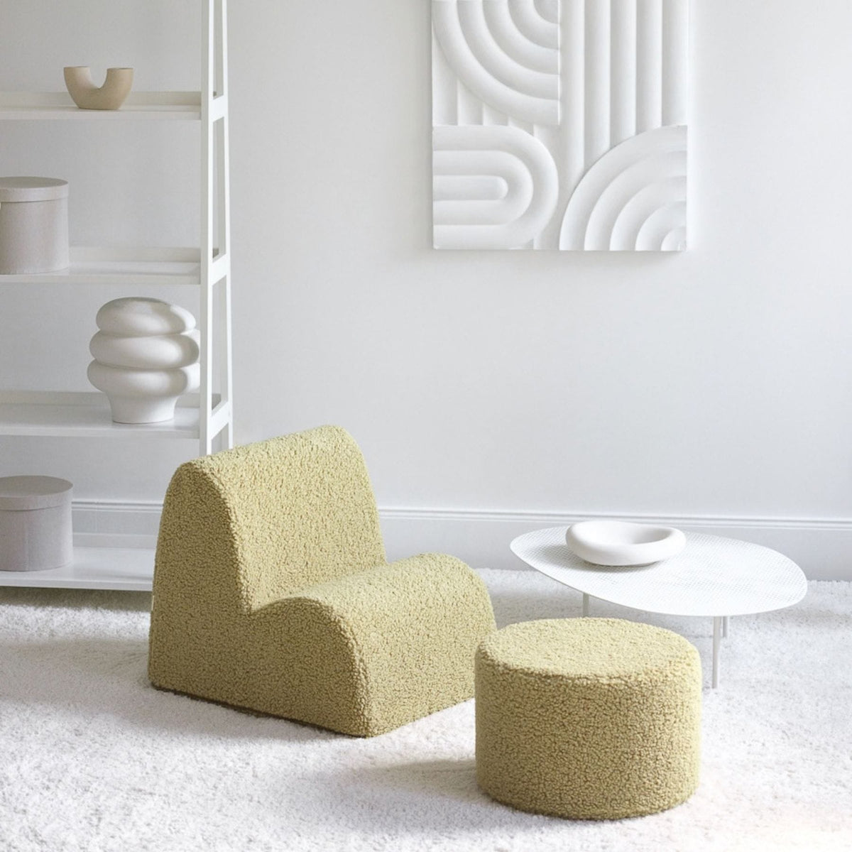 Polstermöbel wigiwama Pouffe aus Teddystoff, runder Sitzhocker für Kinder
