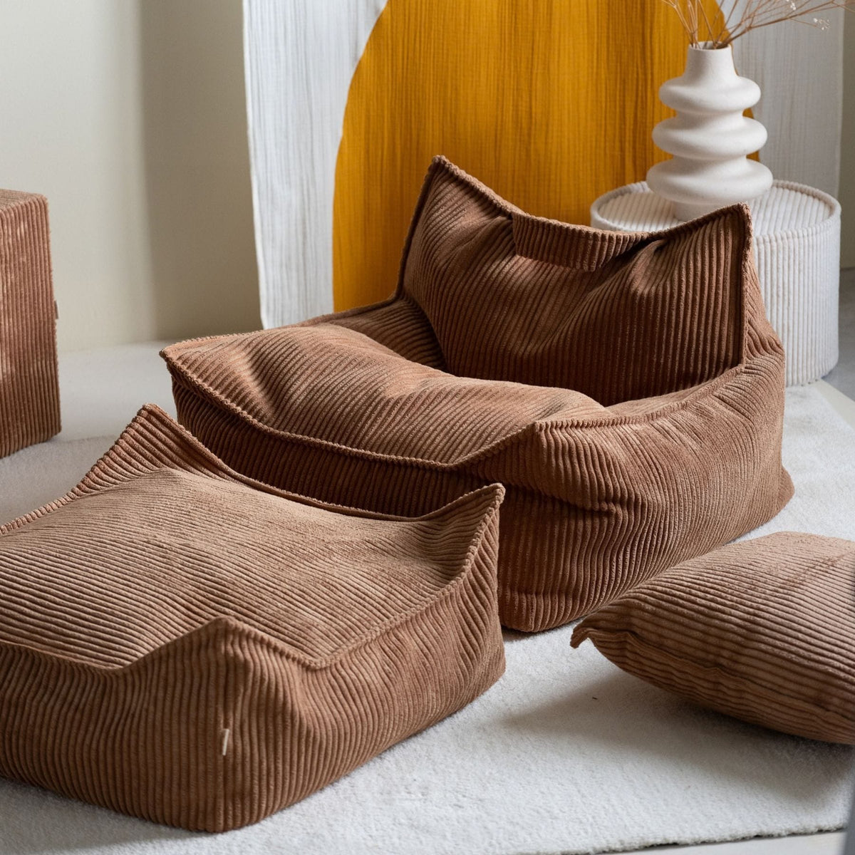 Sitzsäcke wigiwama Square Ottoman aus Cord, Sitzhocker für Kinder