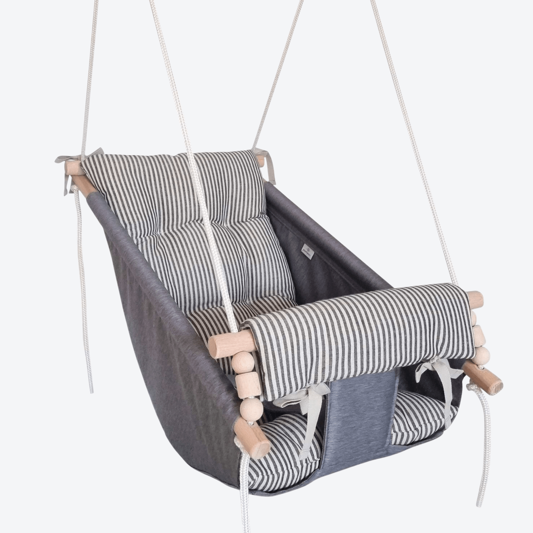 Baby Swing Large Linen Gray Striped LeoBabys