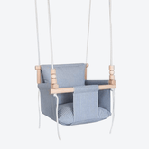 Babyschaukel Normal Leinen Blau Gestreift - LeoBabys