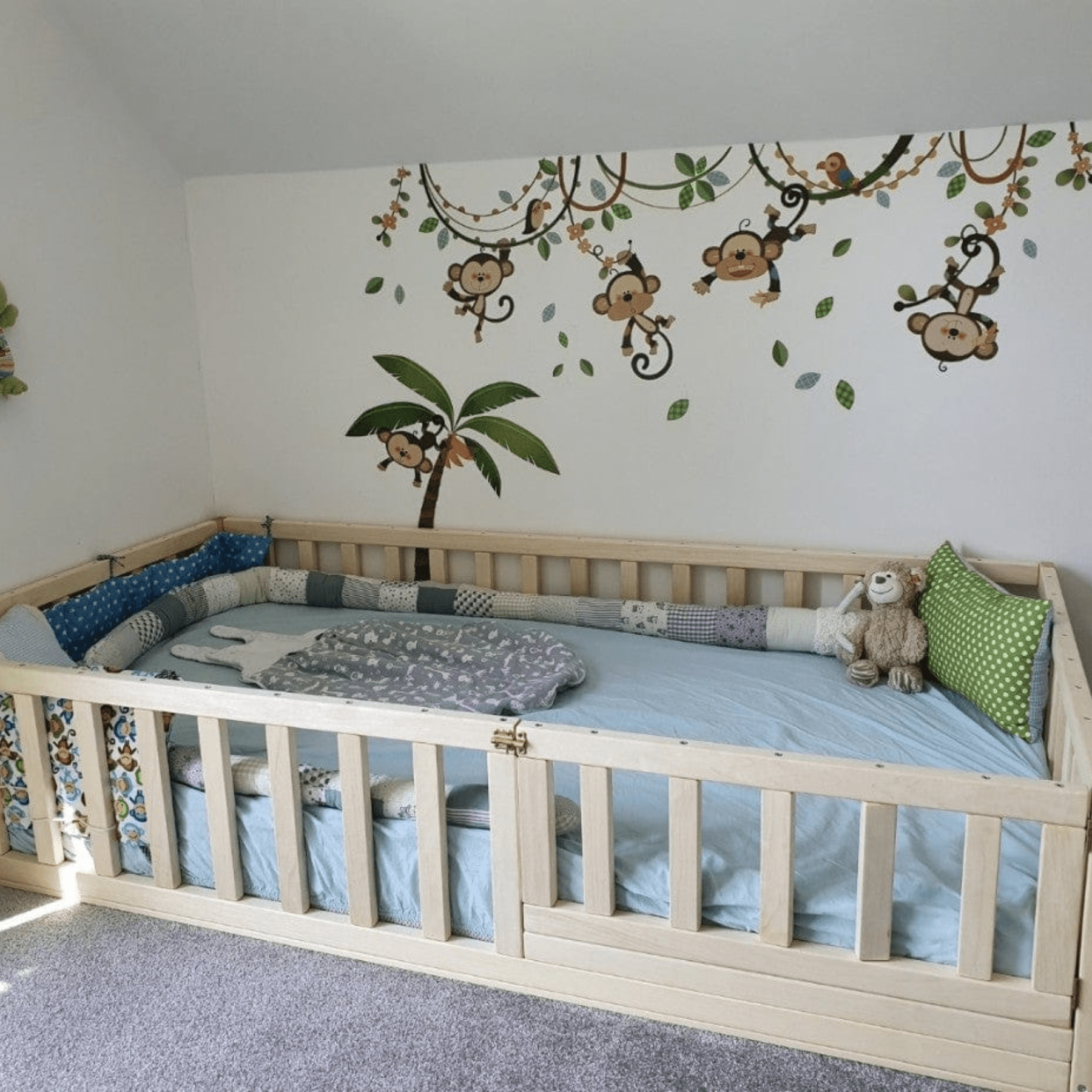 Bodenbett Kinderbett Babybett Gitterbett Bodenbett Tür - LeoBabys