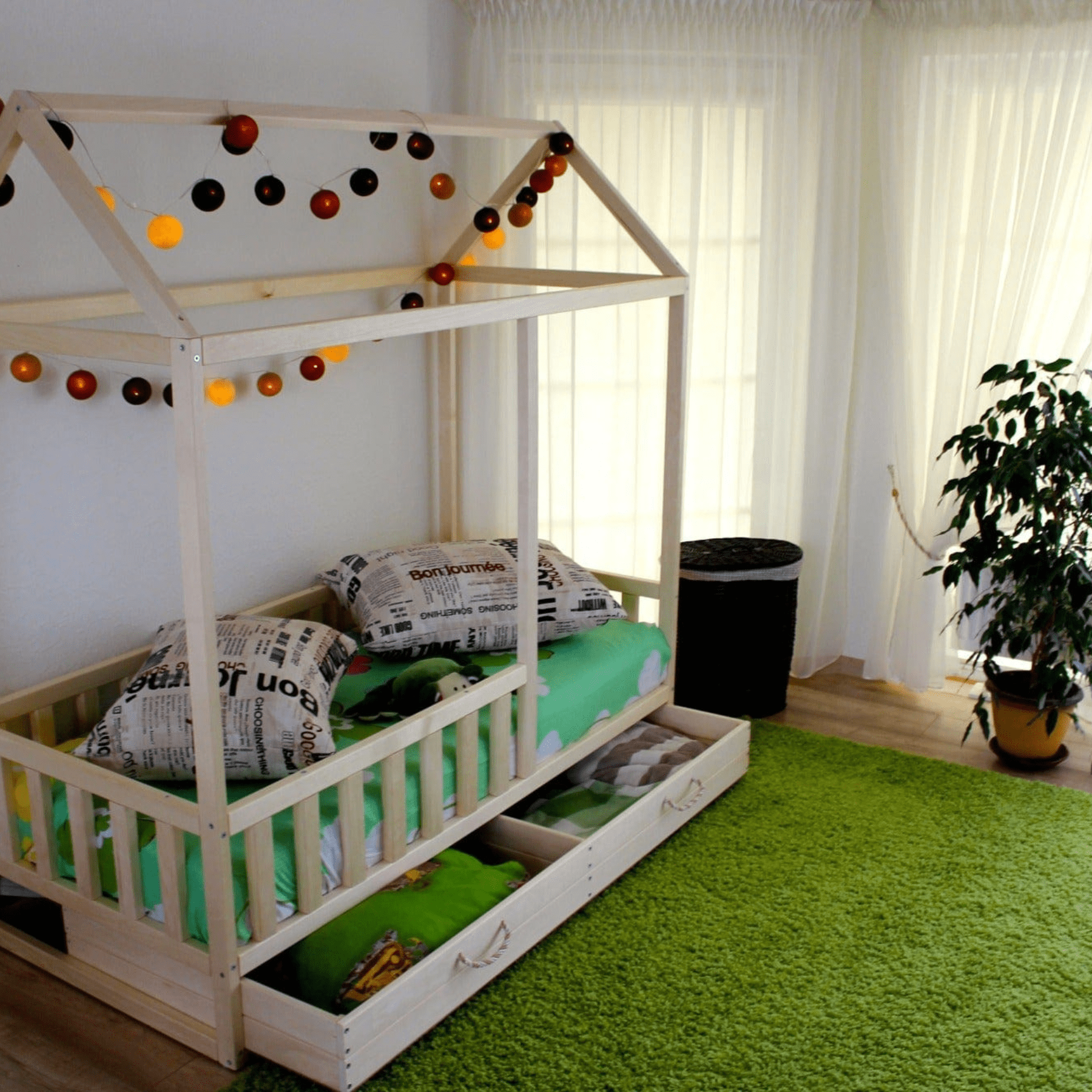 Kinderbett Montessori Bodenbett Schublade - LeoBabys