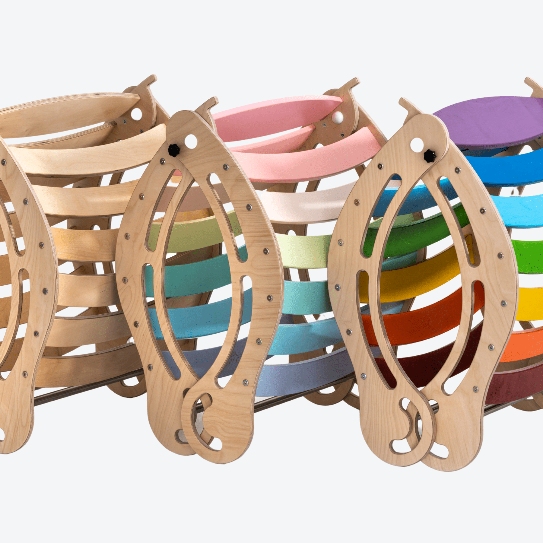 Kletterbogen Pikler Bogen Klappbar Pastell - LeoBabys Schaukel Kletterbogen Wippe  Klappbar Pastell-Farben nach Pikler Bio Holz Bunt Farbig Schaukelwippe mit Rampe