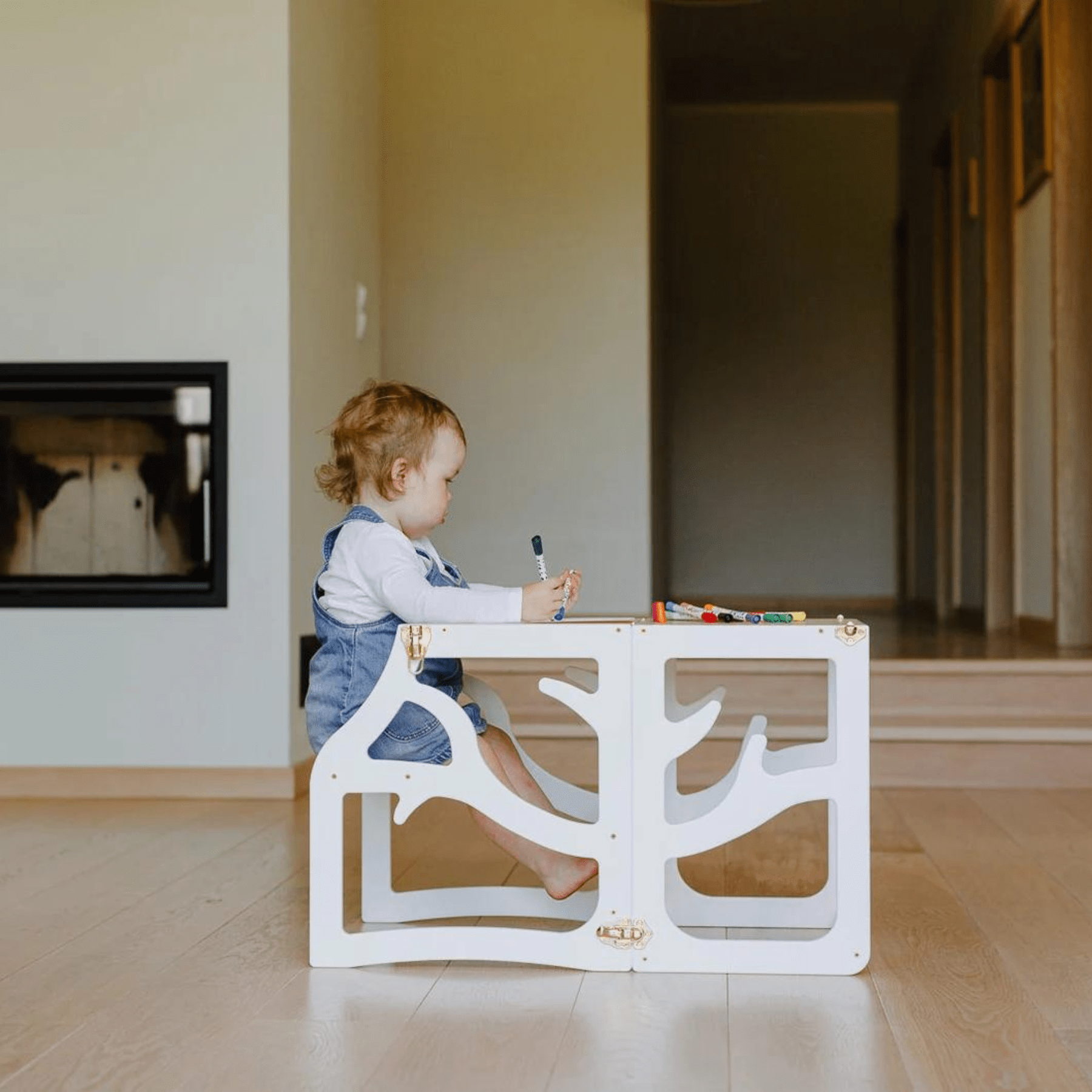 Lernturm Learning Tower mit Rutsche Weiß - LeoBabys