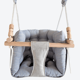 Babyschaukel Luxus Stoff Blau Gestreift - LeoBabys