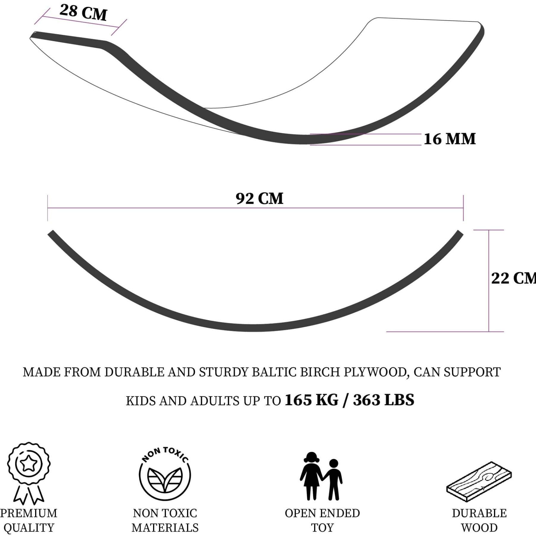 Balance Board Wobbel Board Weiß Schwarz - LeoBabys